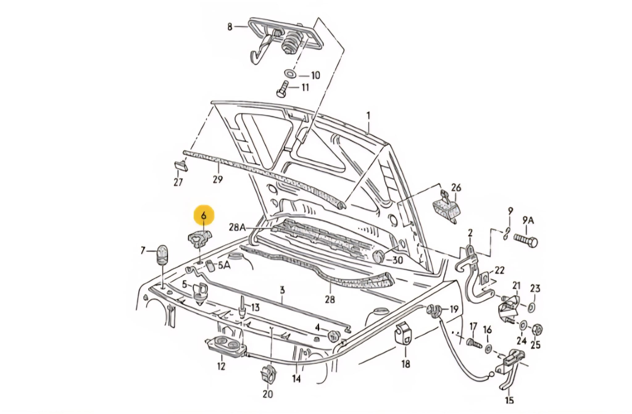 Kotflügel Gummi Abstandhalter Führungsstück oben für VW Golf II Corrado Scirroco Caddy