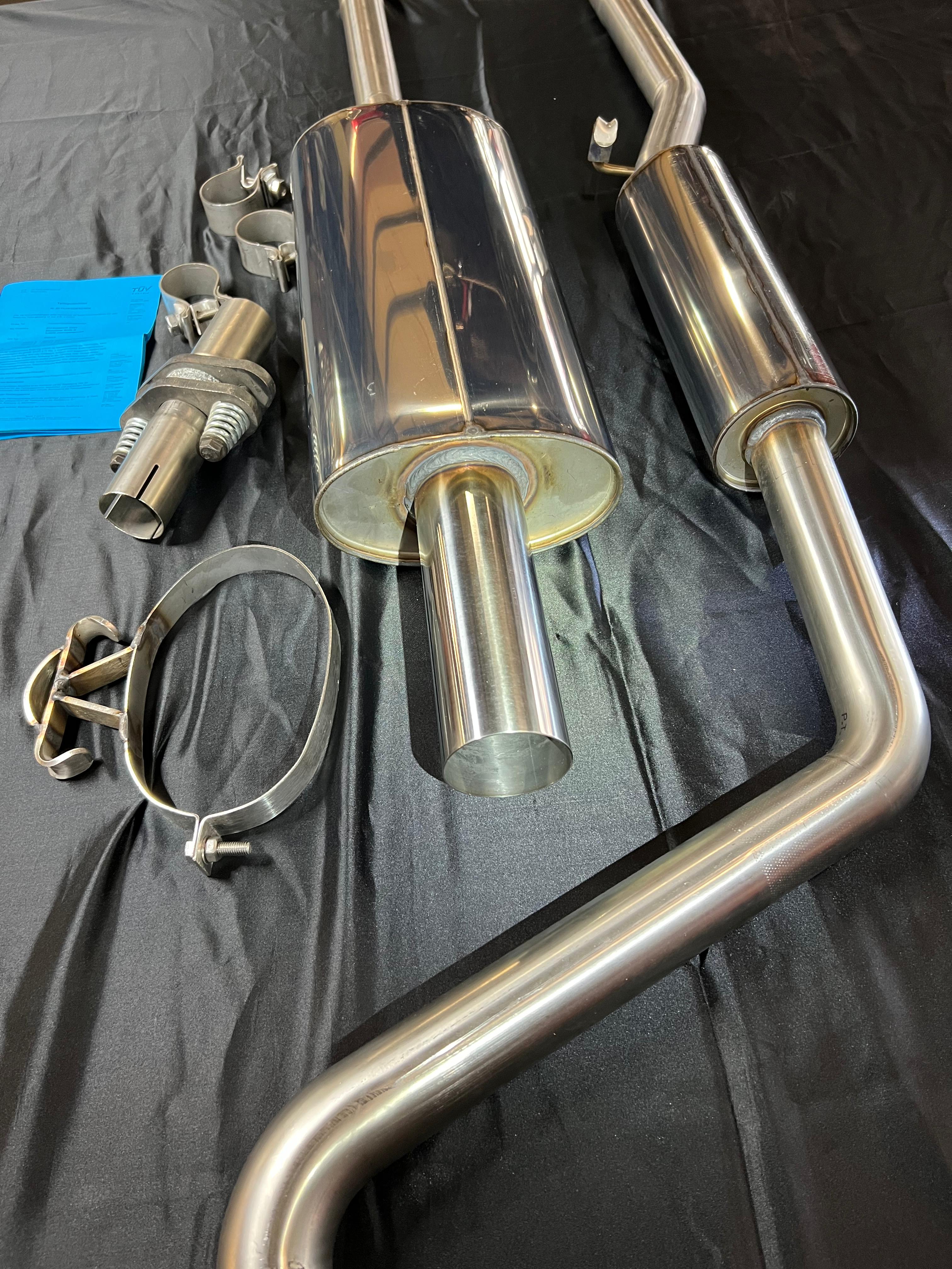 Auspuffanlage für Polo G40 ab Kat Gruppe N mit 50mm Durchmesser mit 70mm geradem Endrohr 200mm lang