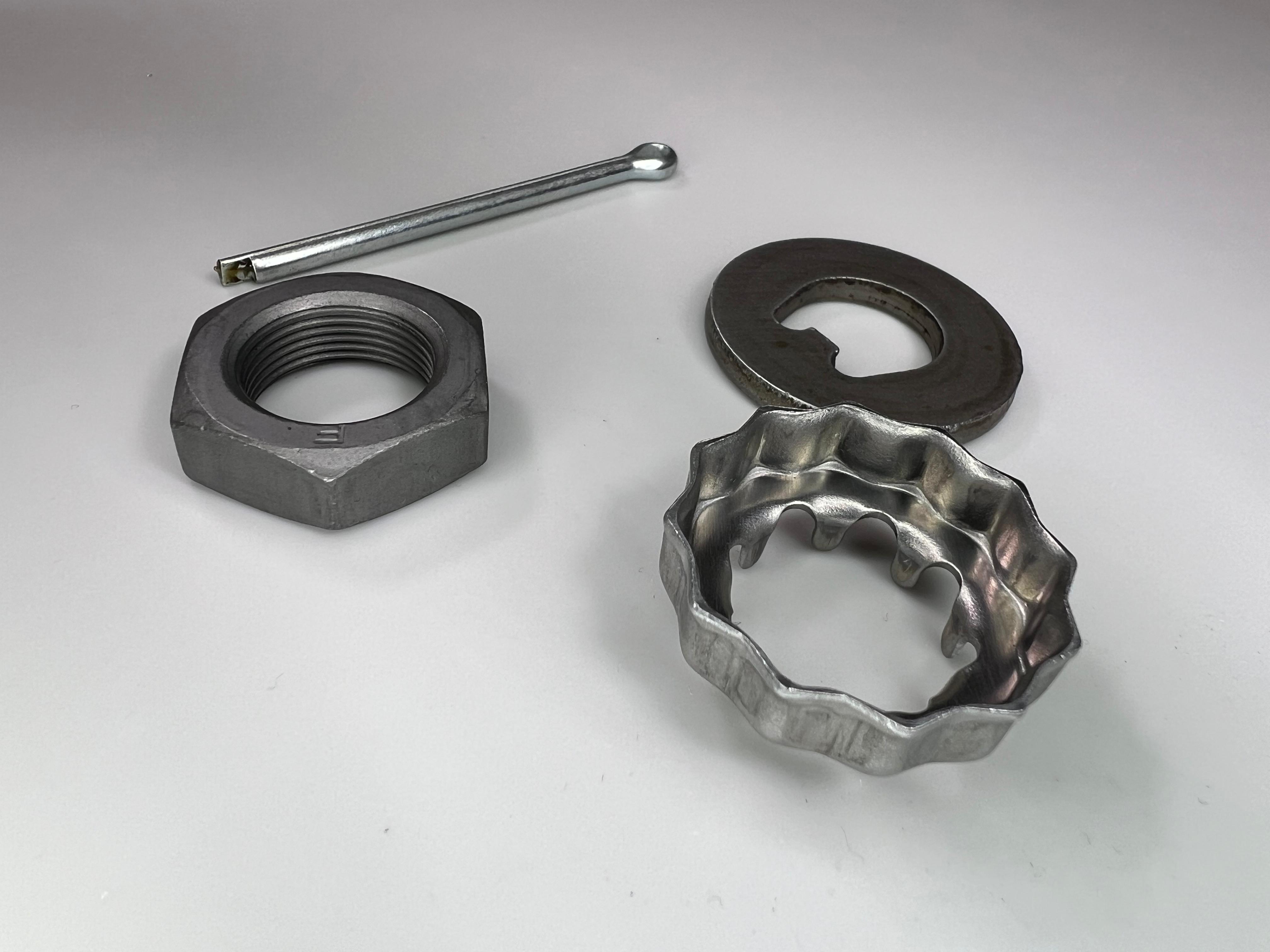 Radlagermutter mit Kronenmutter Einstellplatte Druckplatte und Splint für die Trommelbremse