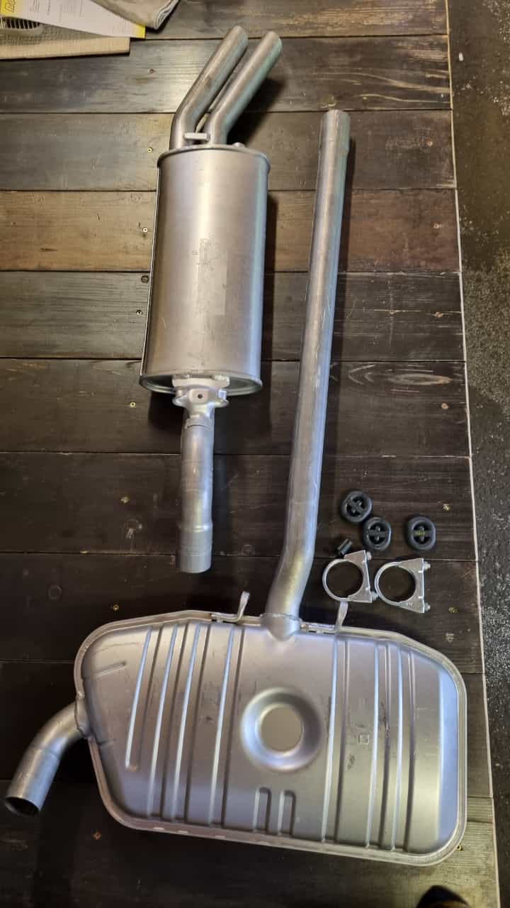 Auspuffanlage Mitteltopf und Endtopf PG Golf II 19E G60 original Auspuffteil