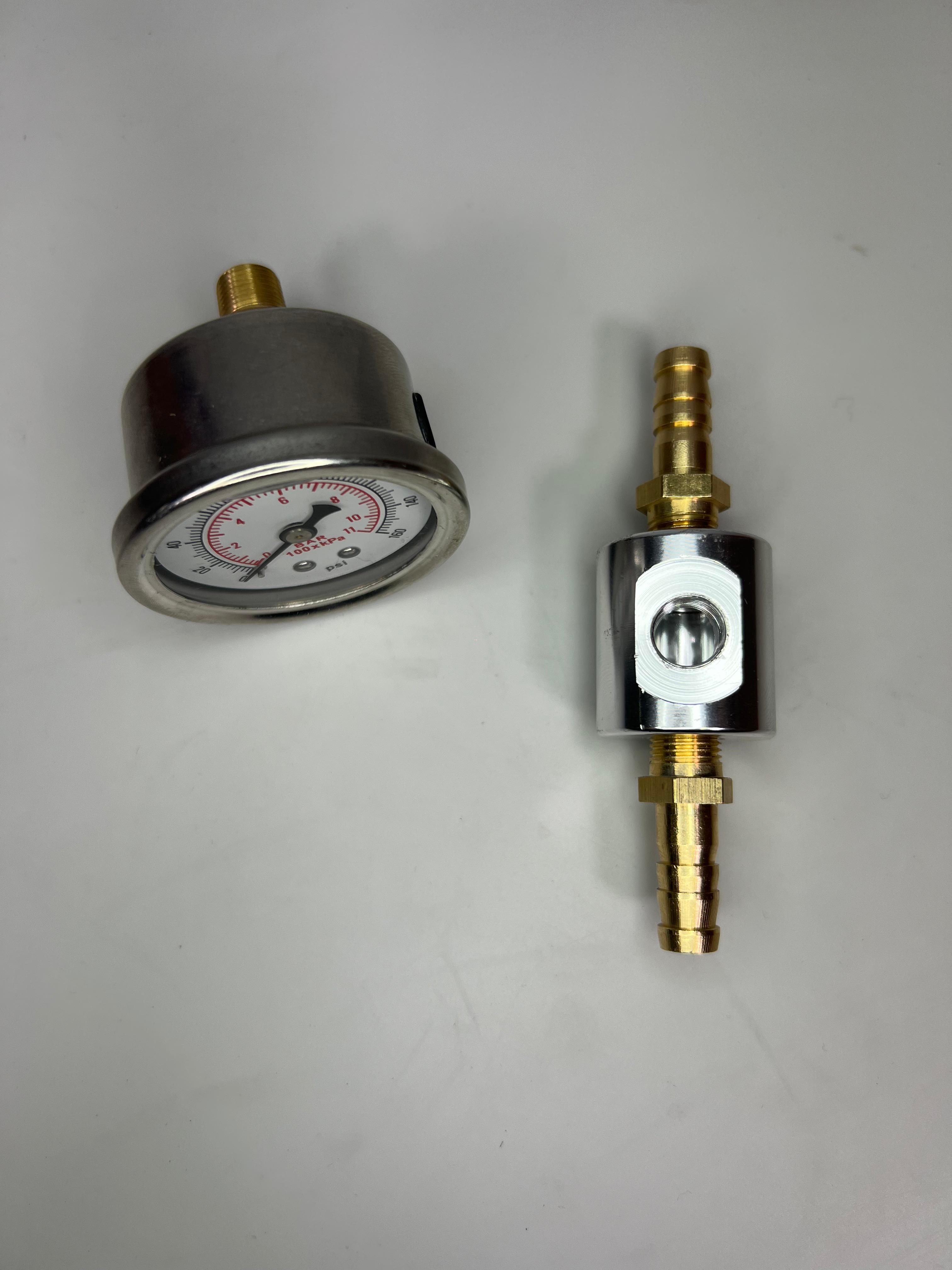 Kraftstoff Druckanzeige von 0 bis 8/11 bar mit passendem Adapter