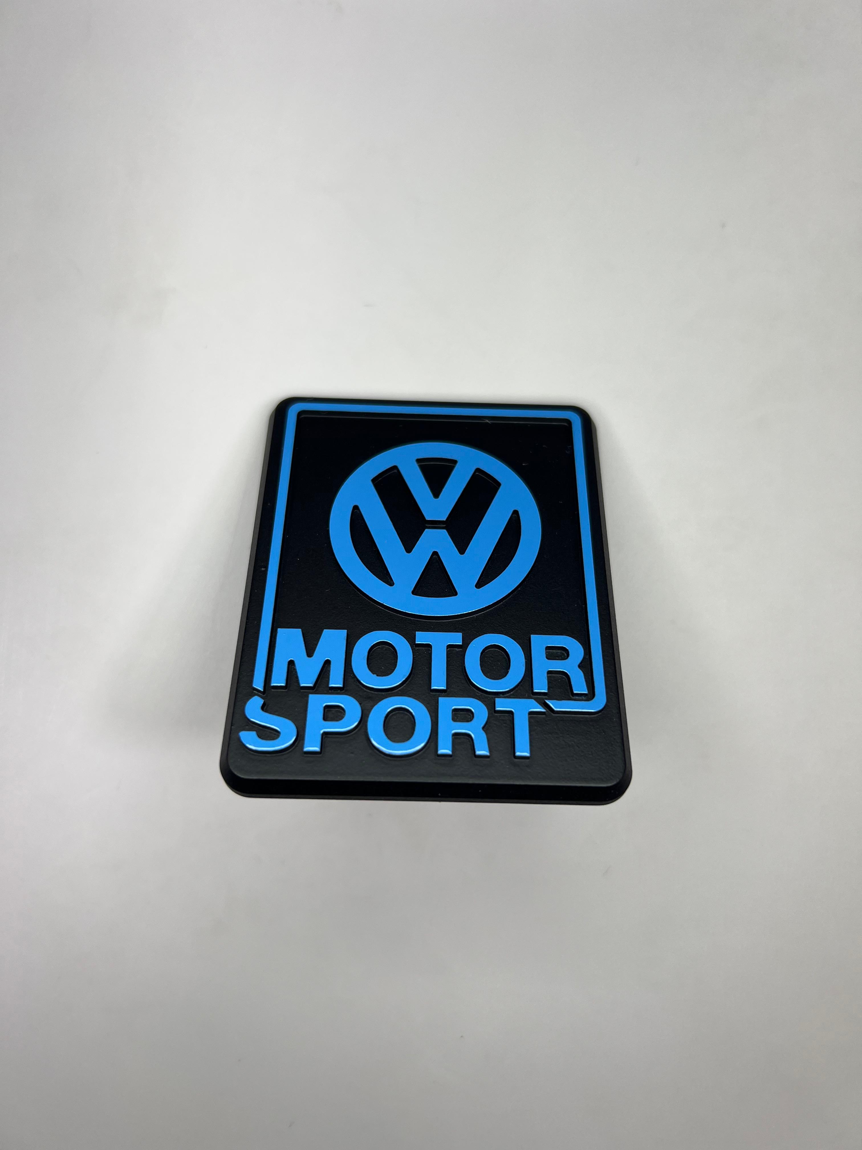 Kühlergrill Emblem VW-Motorsport Limited Edition aus Aluminium Farbe schwarz und blau