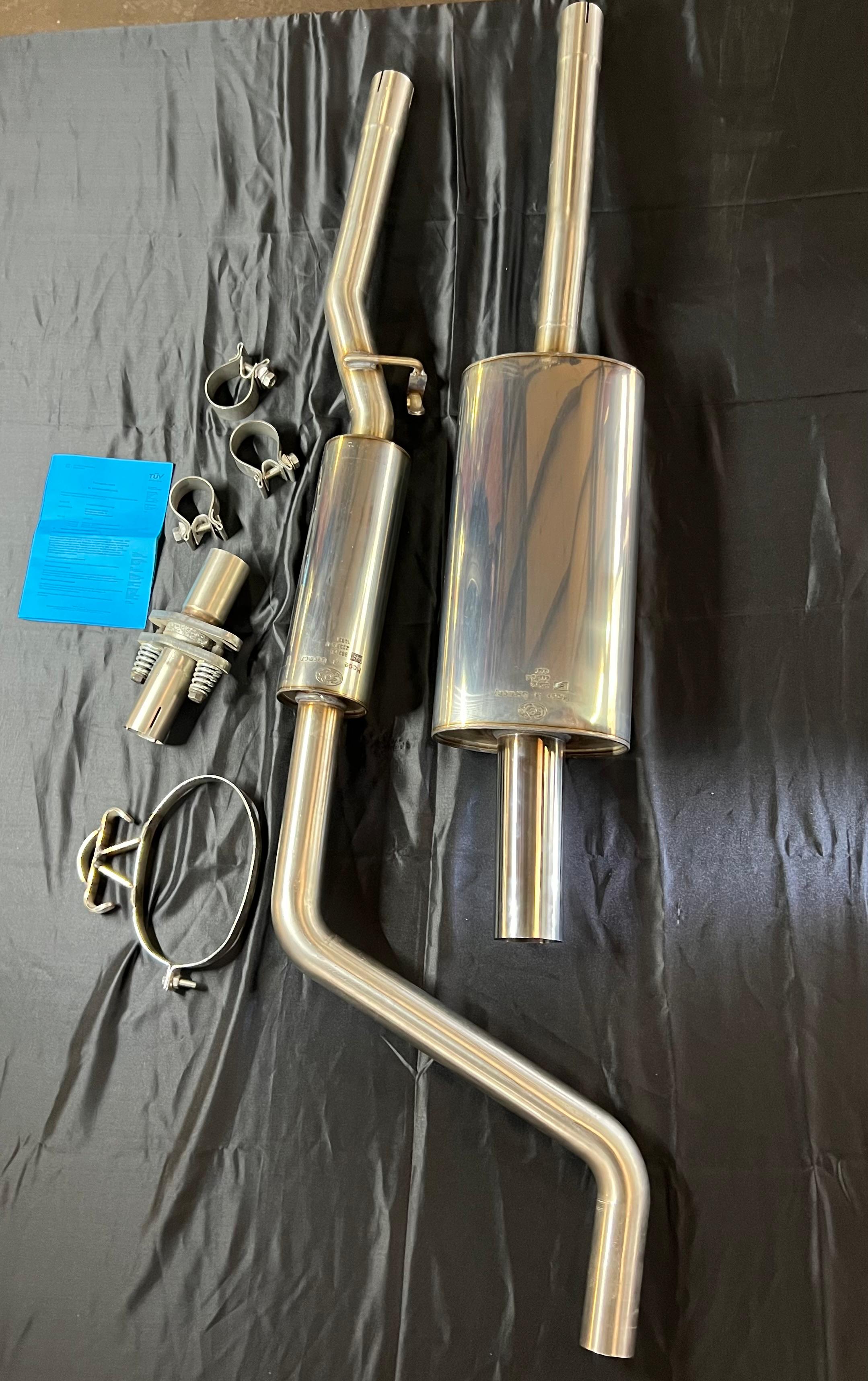 Auspuffanlage für Polo G40 ab Kat Gruppe N mit 50mm Durchmesser mit 70mm geradem Endrohr 200mm lang