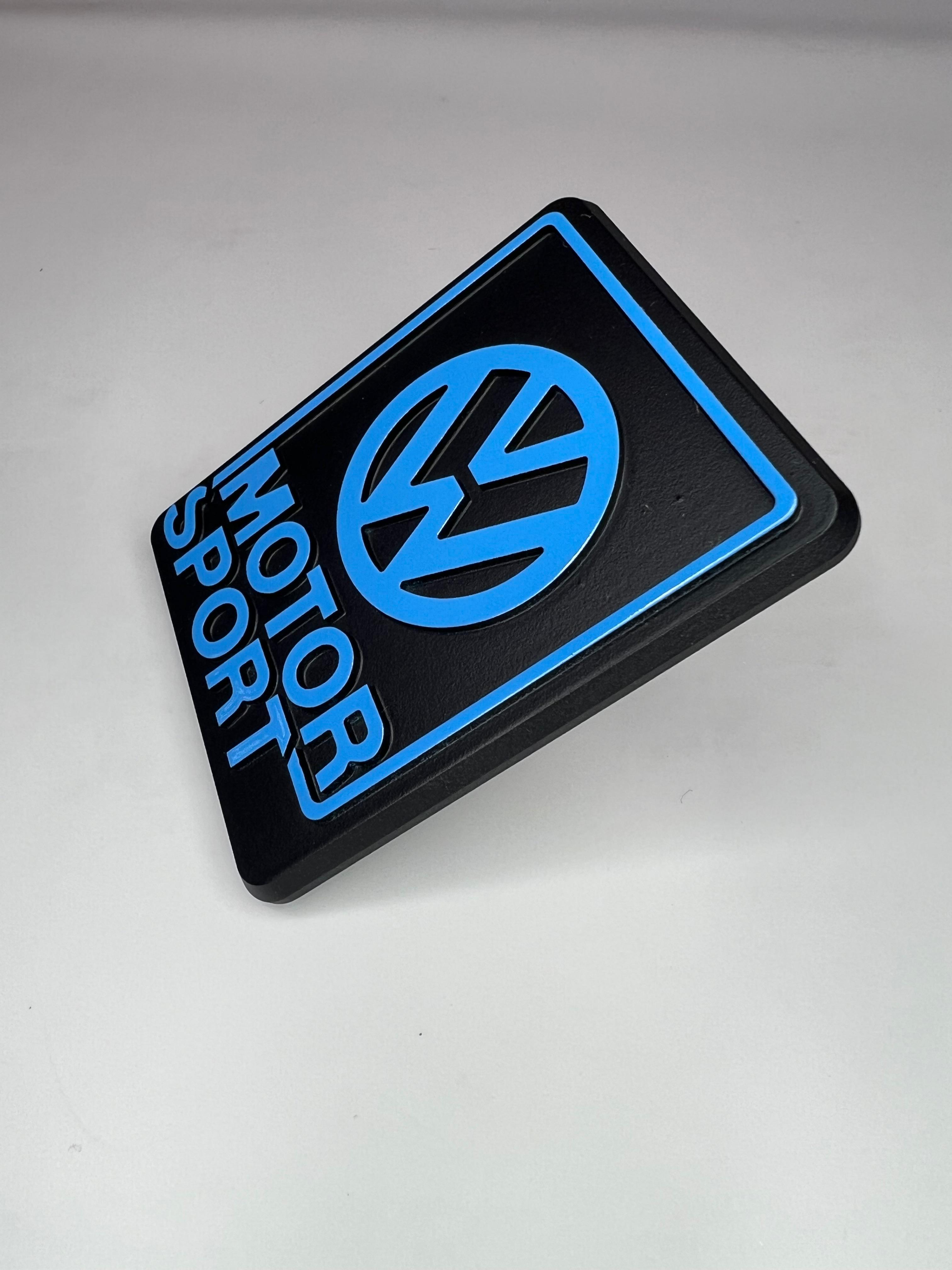 Kühlergrill Emblem VW-Motorsport Limited Edition aus Aluminium Farbe schwarz und blau