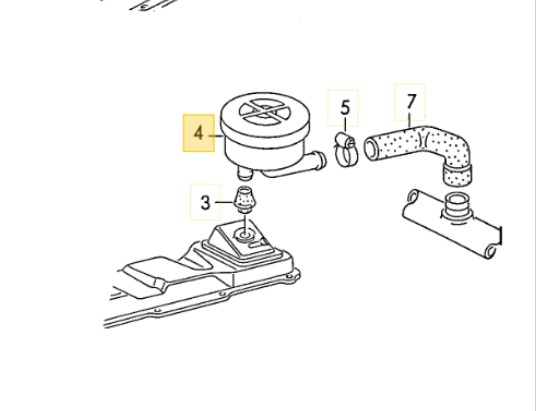 Abdeckung für die original Kurbelgehäuseentlüftung G60 am Ventildeckel