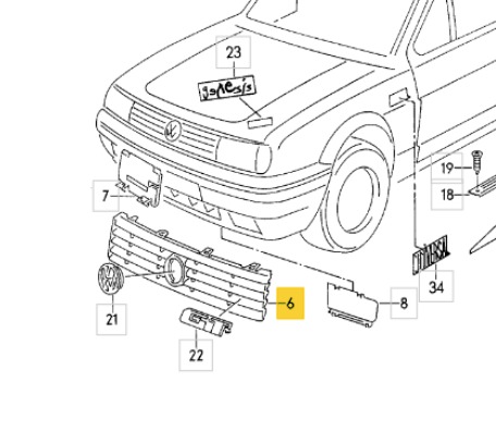 Kühlergrill Polo III G40 mit der original Teilenummer : 867 853 653 G