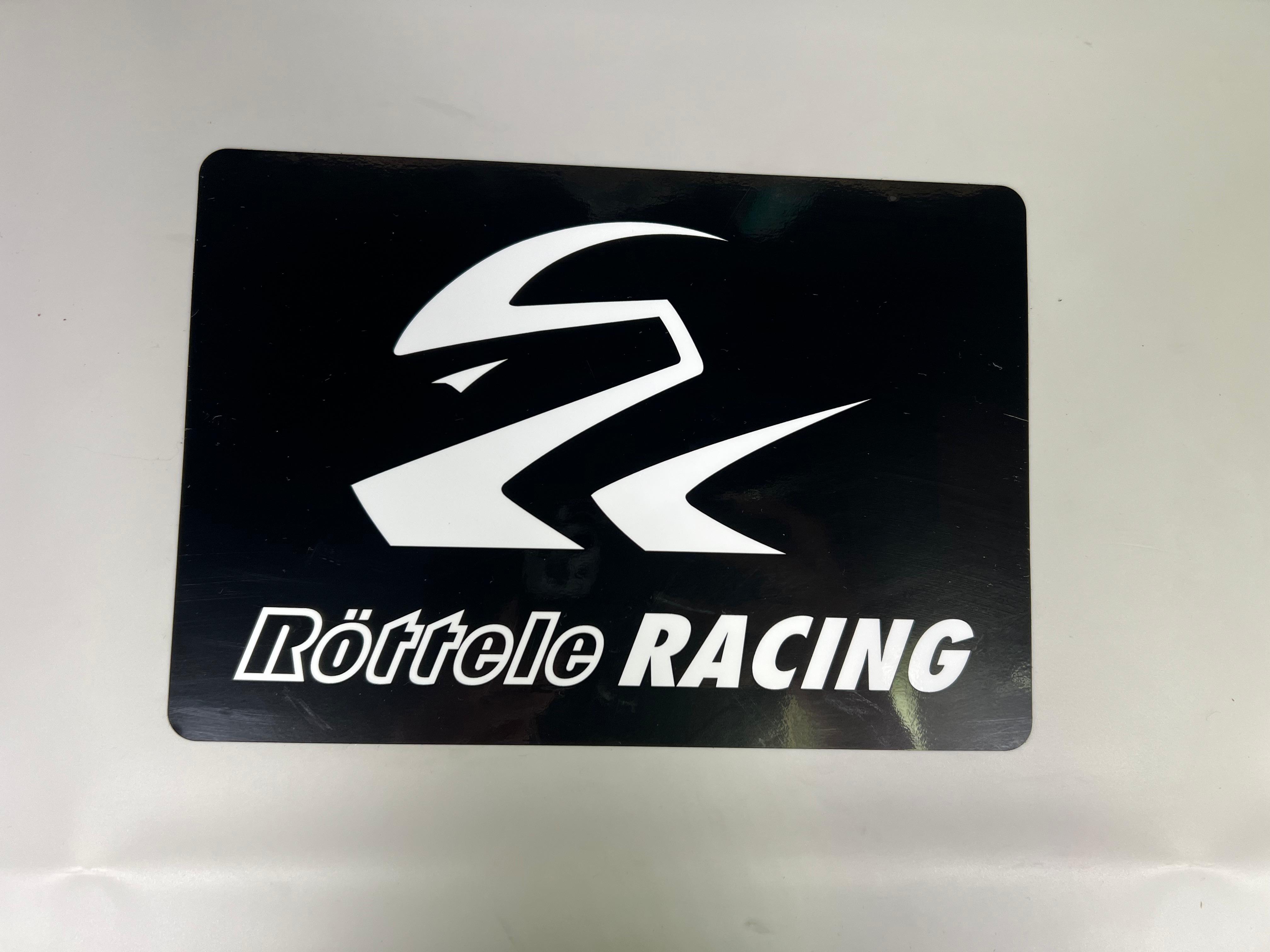 Aufkleber Röttele-Racing Helm Logo mit Schriftzug in schwarz weiß