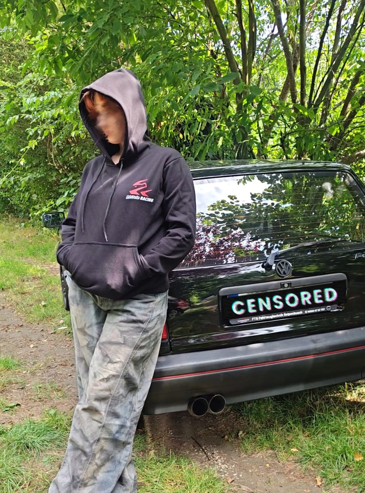 Pullover mit Röttele-Racing Werbung