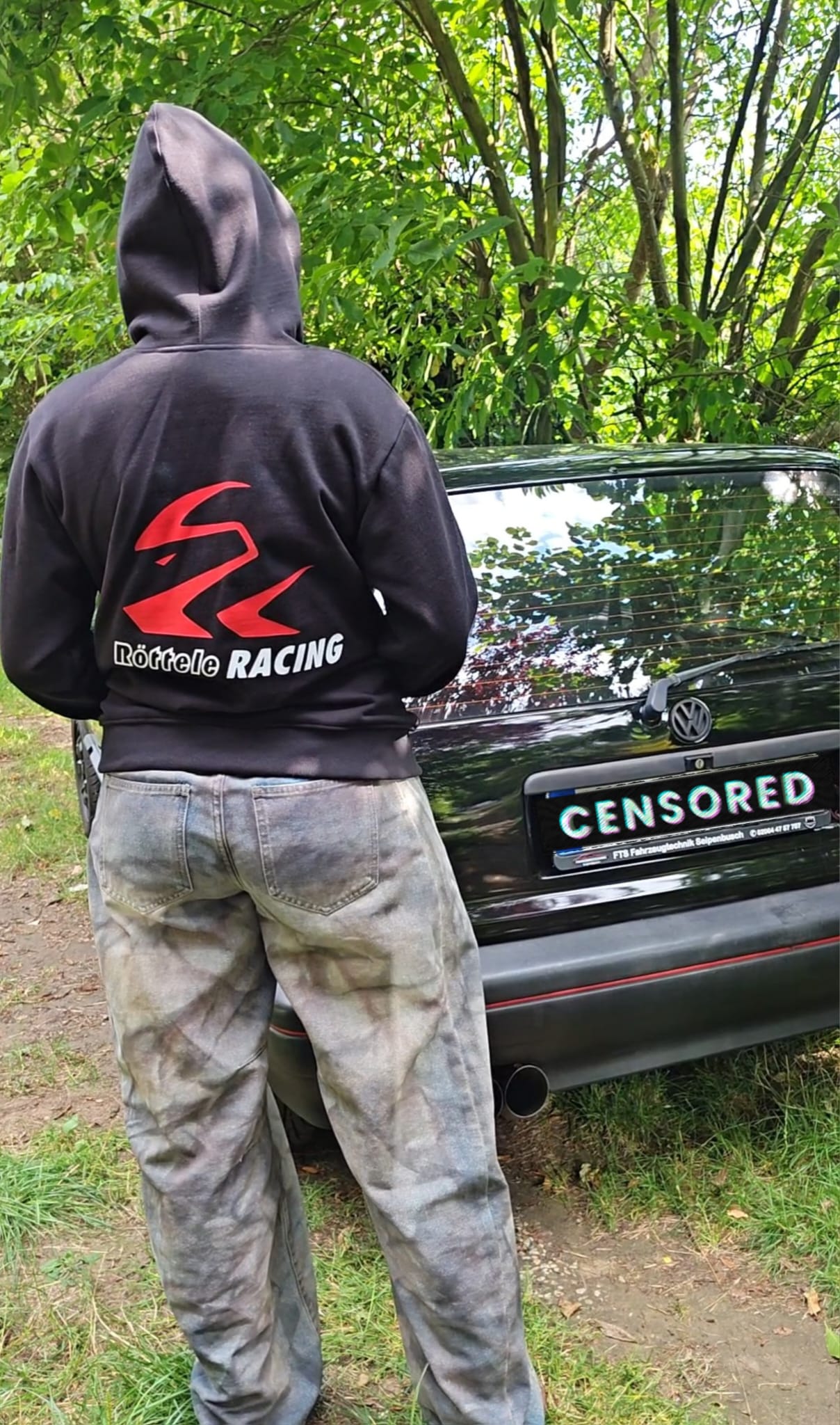 Pullover mit Röttele-Racing Werbung