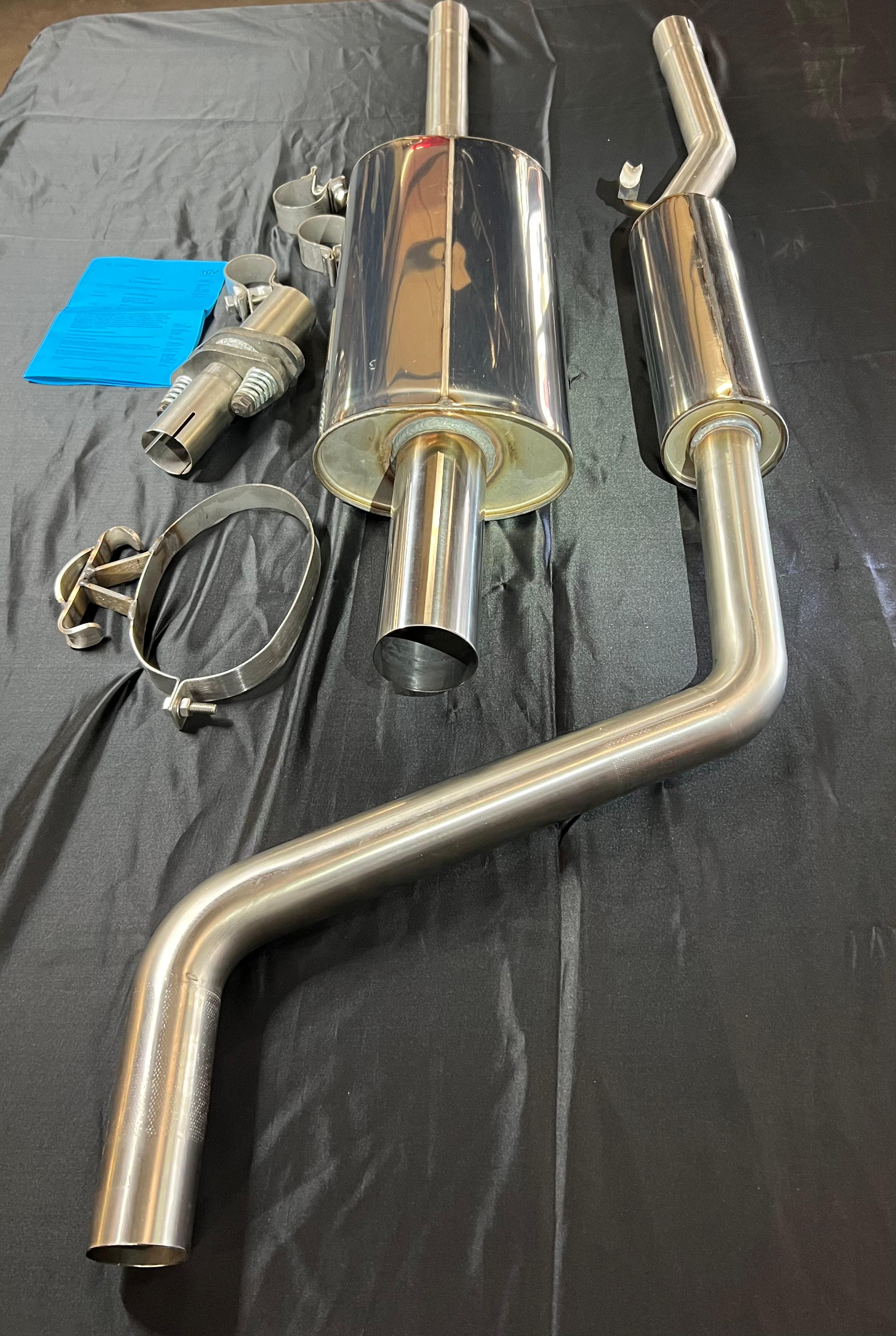 Auspuffanlage für Polo G40 ab Kat Gruppe N mit 50mm Durchmesser mit 70mm geradem Endrohr 200mm lang