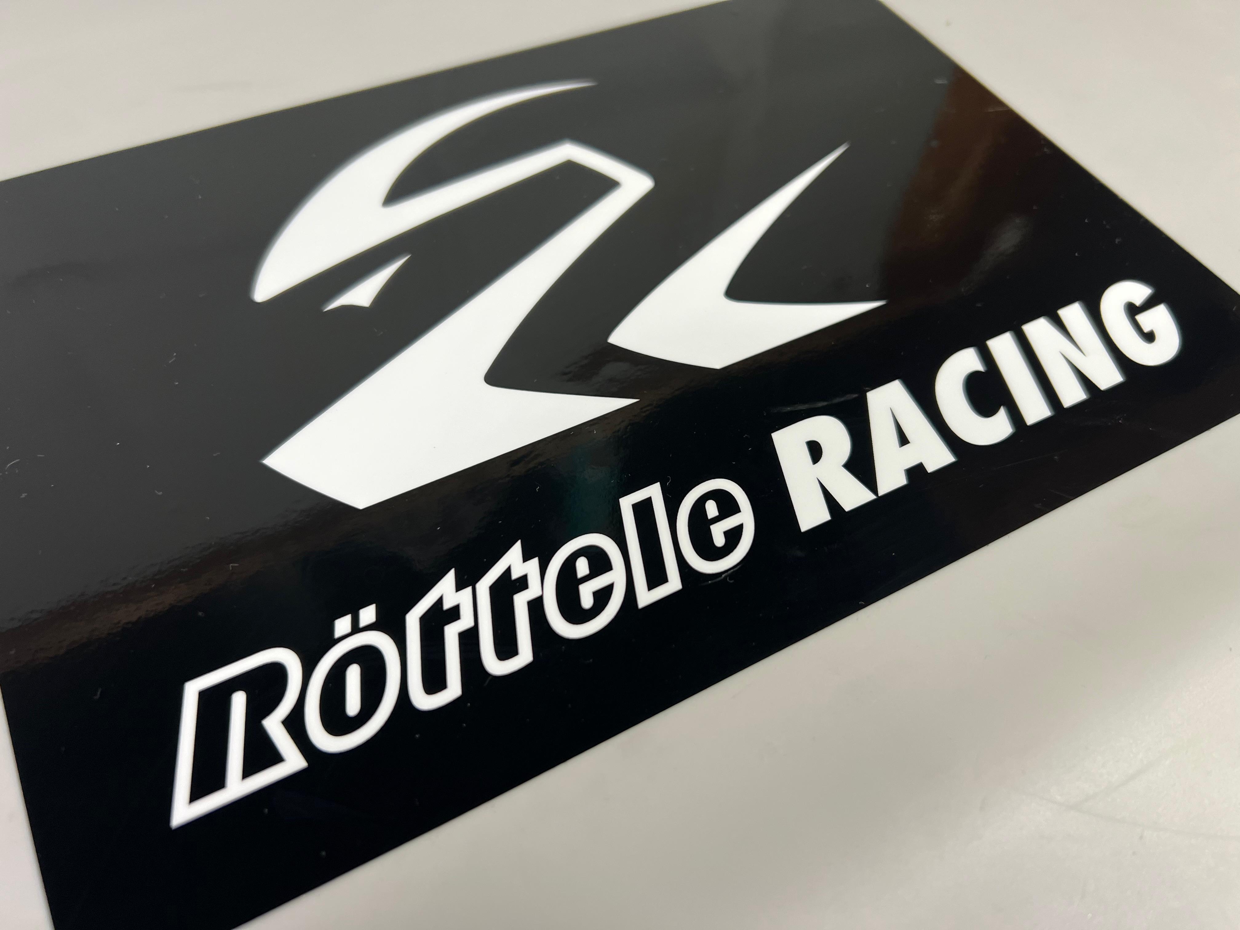 Aufkleber Röttele-Racing Helm Logo mit Schriftzug in schwarz weiß
