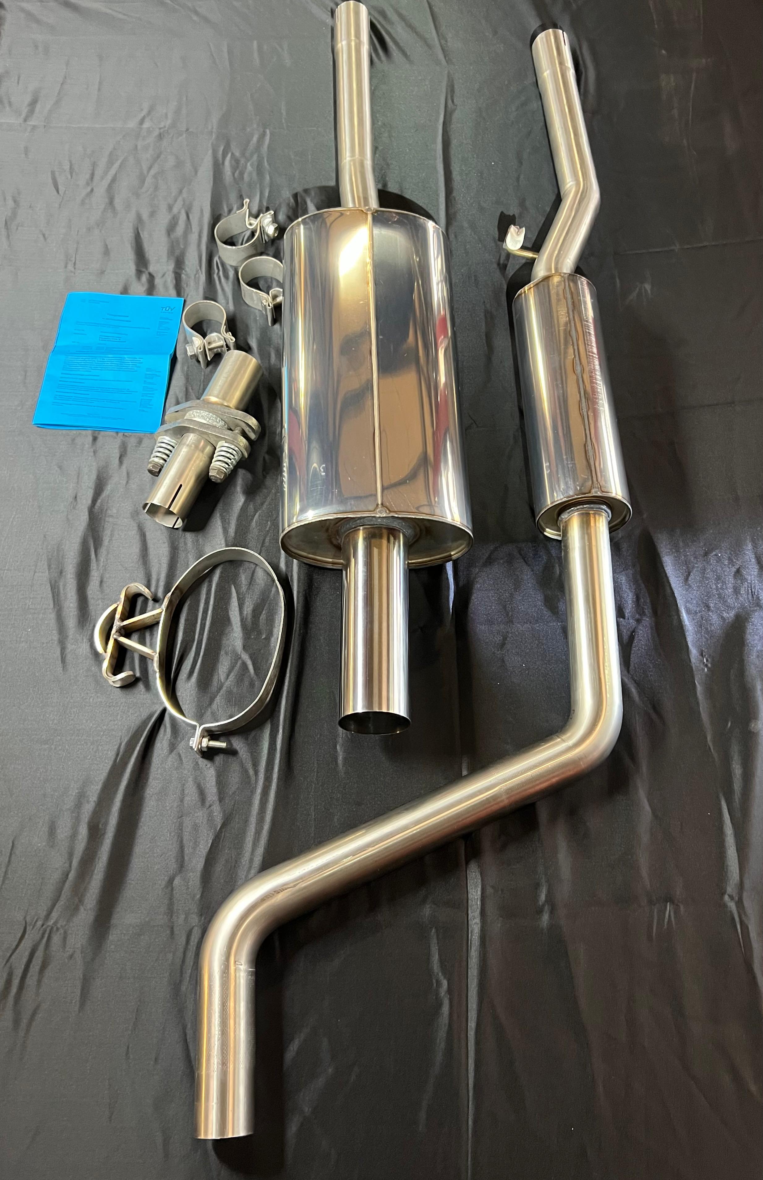 Auspuffanlage für Polo G40 ab Kat Gruppe N mit 50mm Durchmesser mit 70mm geradem Endrohr 200mm lang
