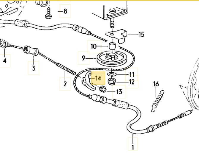 Ausgleichbügel für das Handbremsseil Polo 86c 2F zur Bremstrommel
