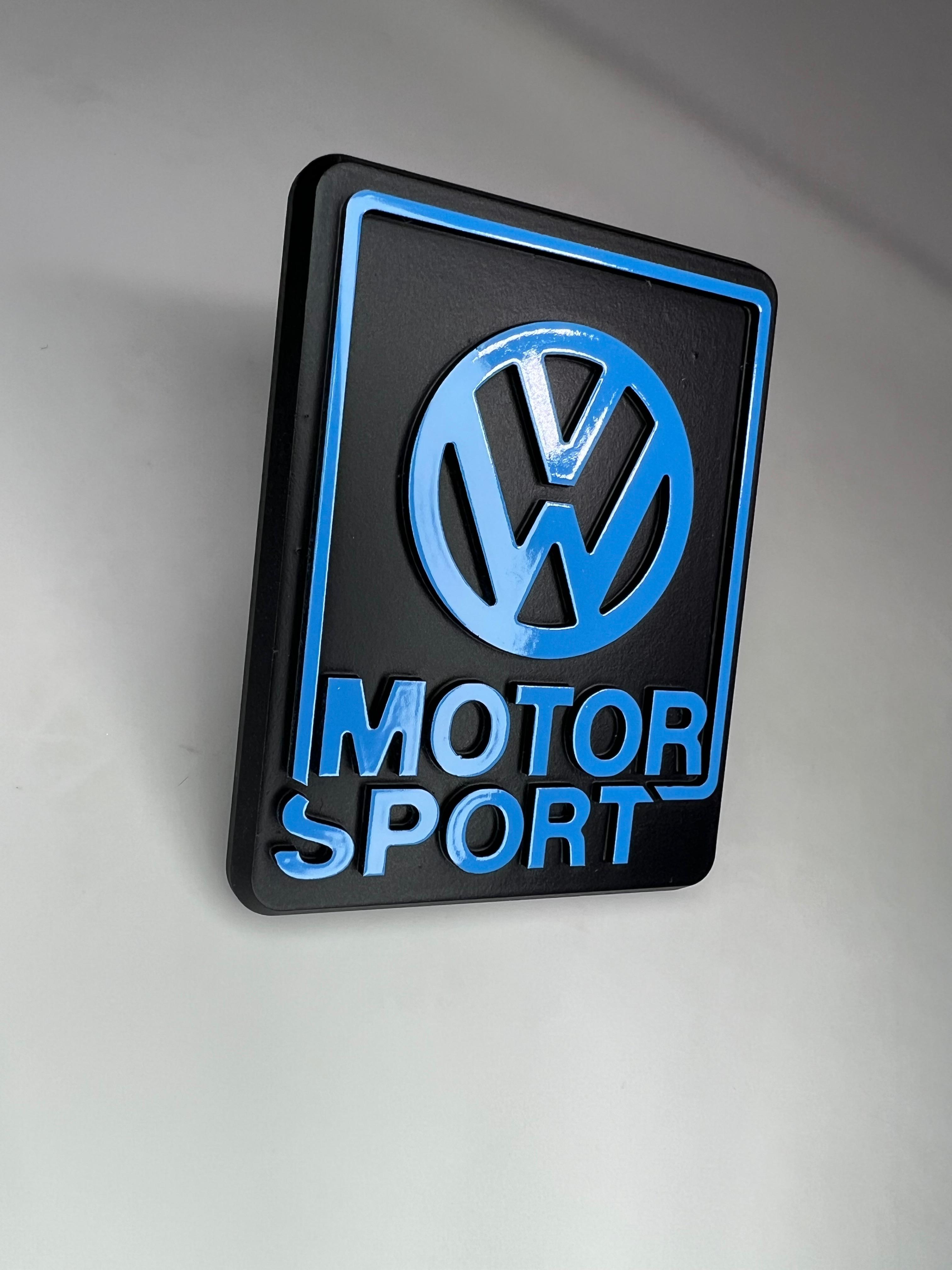 Kühlergrill Emblem VW-Motorsport Limited Edition aus Aluminium Farbe schwarz und blau