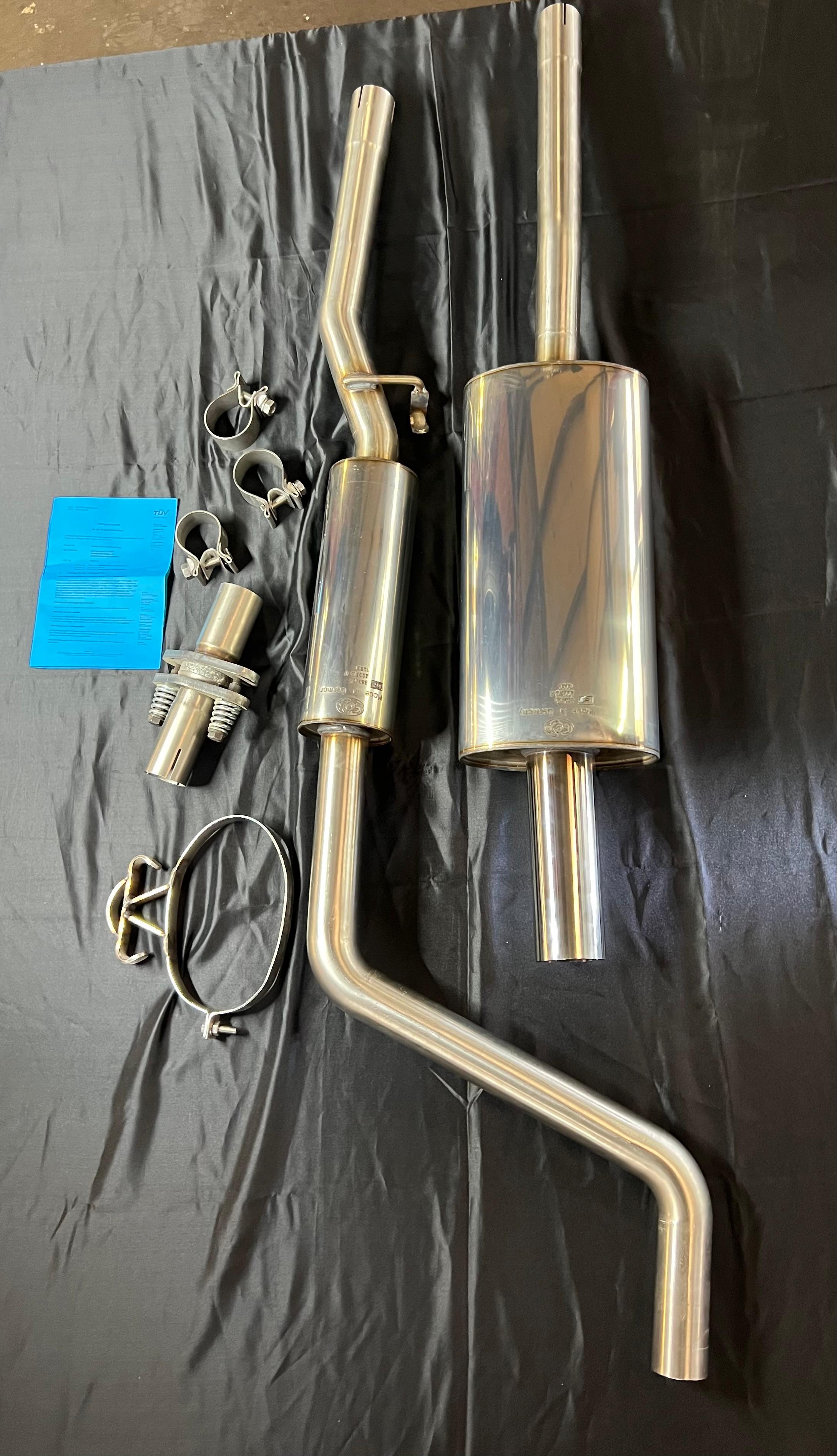 Auspuffanlage für Polo G40 ab Kat Gruppe N mit 50mm Durchmesser mit 70mm geradem Endrohr 200mm lang