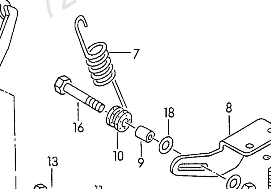 Die Bremskraftreglerfeder ohne Anbauteile,  Zugfeder Lastabhängigen für die Hinterachse Polo G40