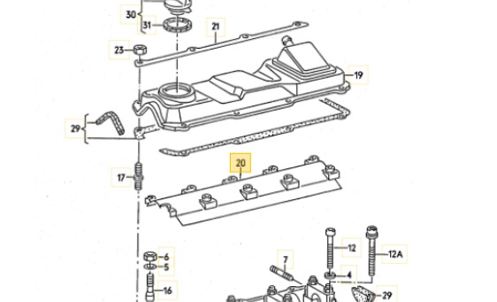 Ölabweiser unter dem Ventildeckel  für G60 Motoren original Teilenumer 026 103 547