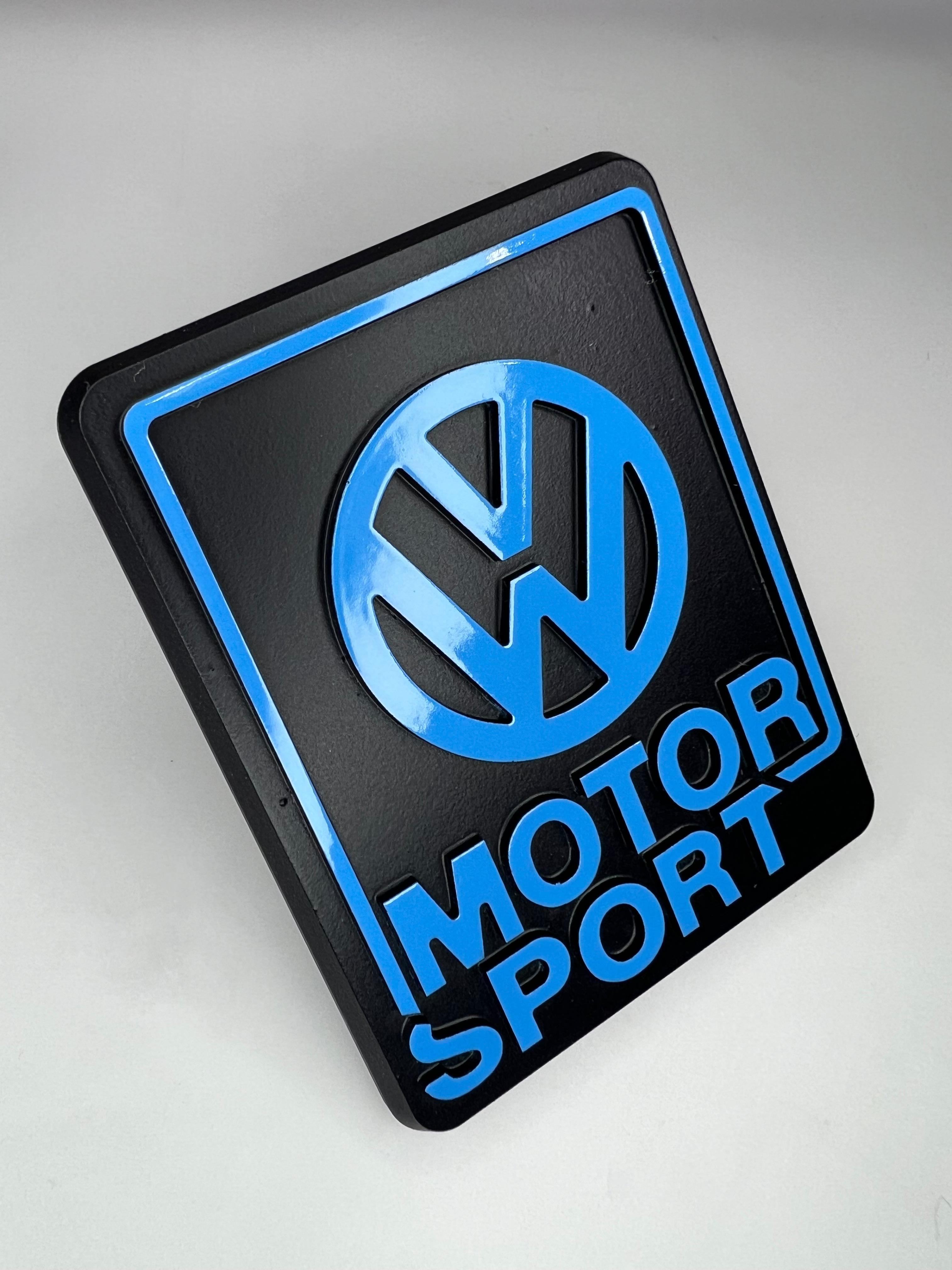 Kühlergrill Emblem VW-Motorsport Limited Edition aus Aluminium Farbe schwarz und blau