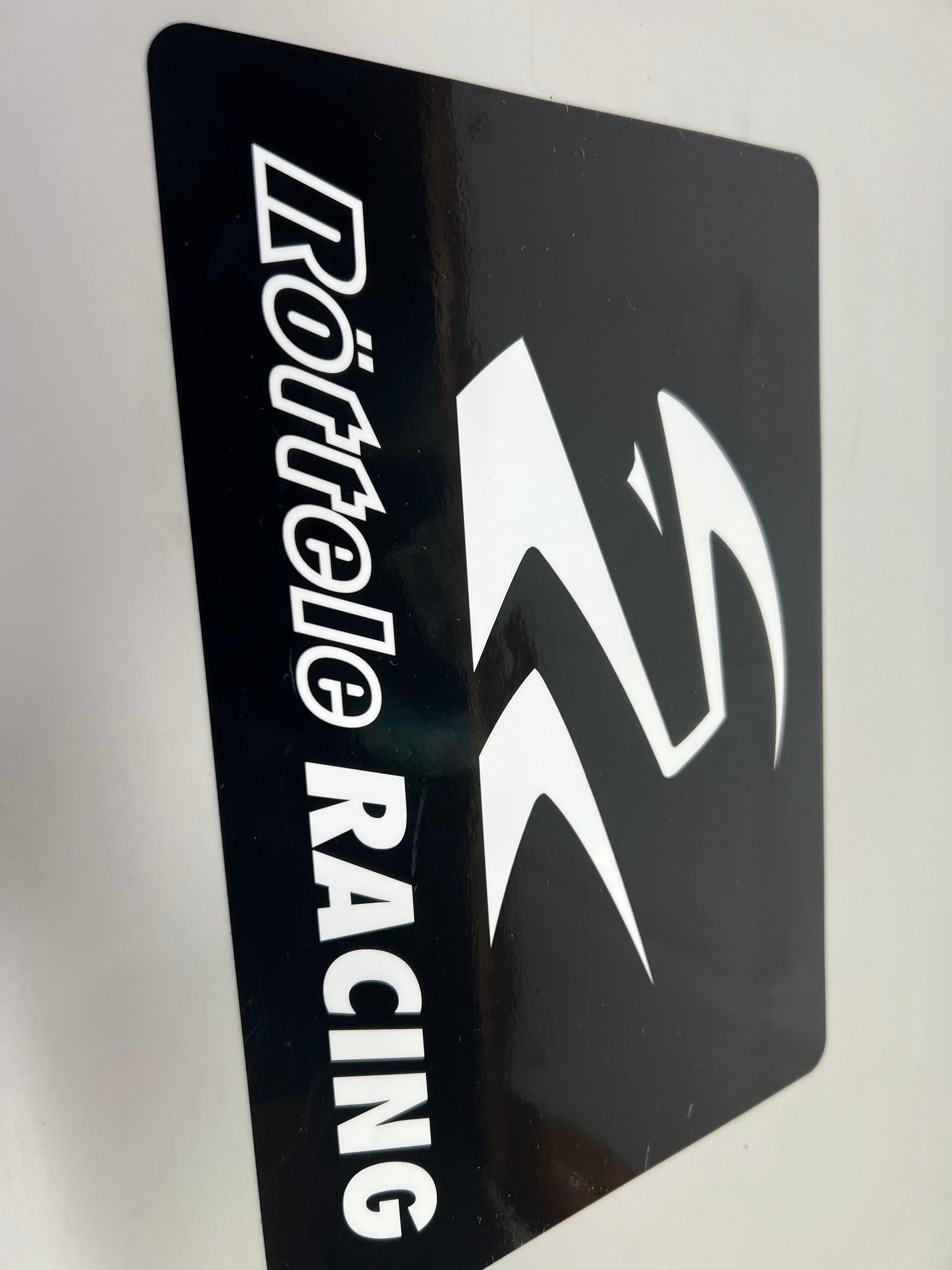 Aufkleber Röttele-Racing Helm Logo mit Schriftzug in schwarz weiß