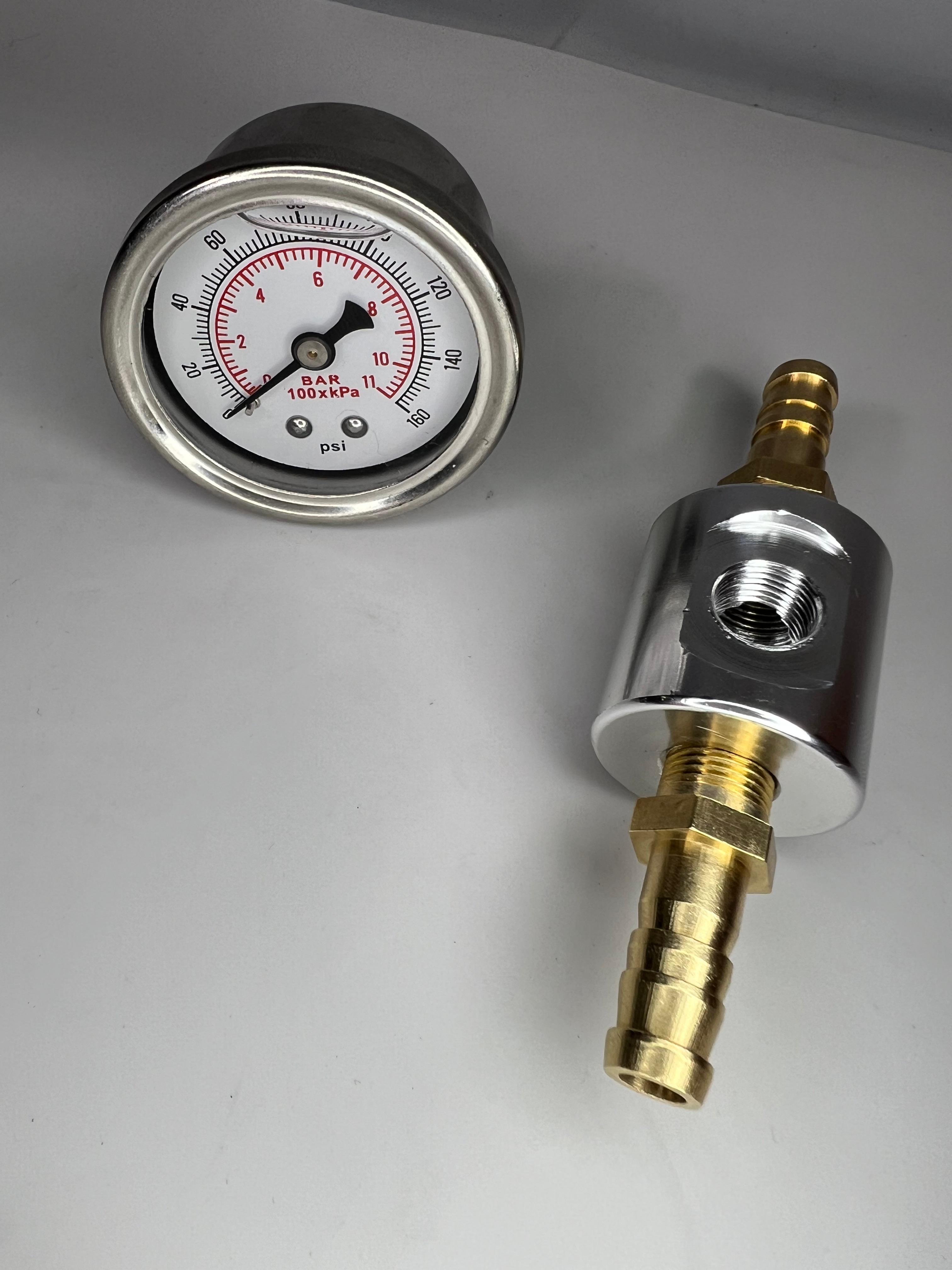 Kraftstoff Druckanzeige von 0 bis 8/11 bar mit passendem Adapter