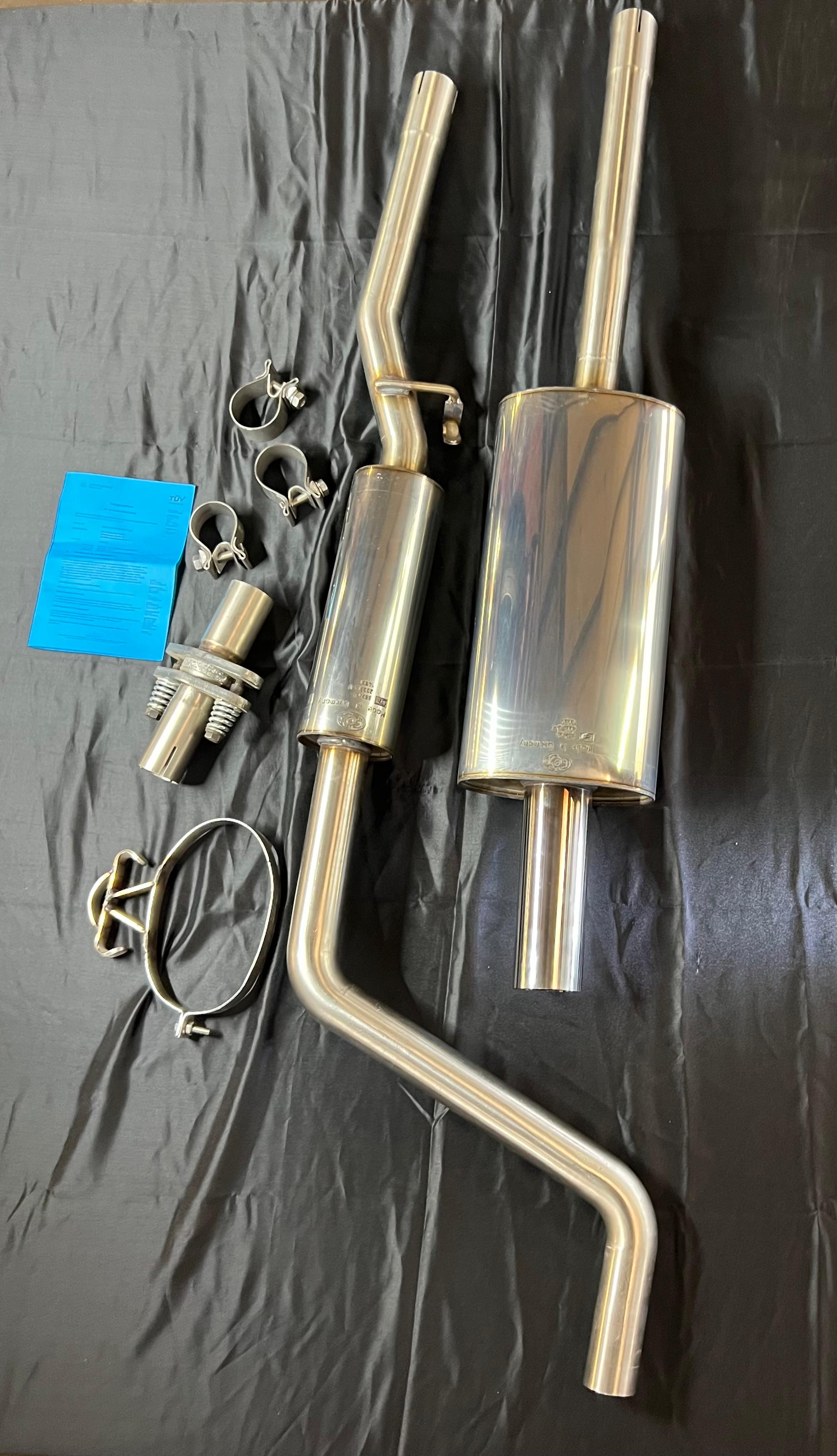 Auspuffanlage für Polo G40 ab Kat Gruppe N mit 50mm Durchmesser mit 70mm geradem Endrohr 200mm lang