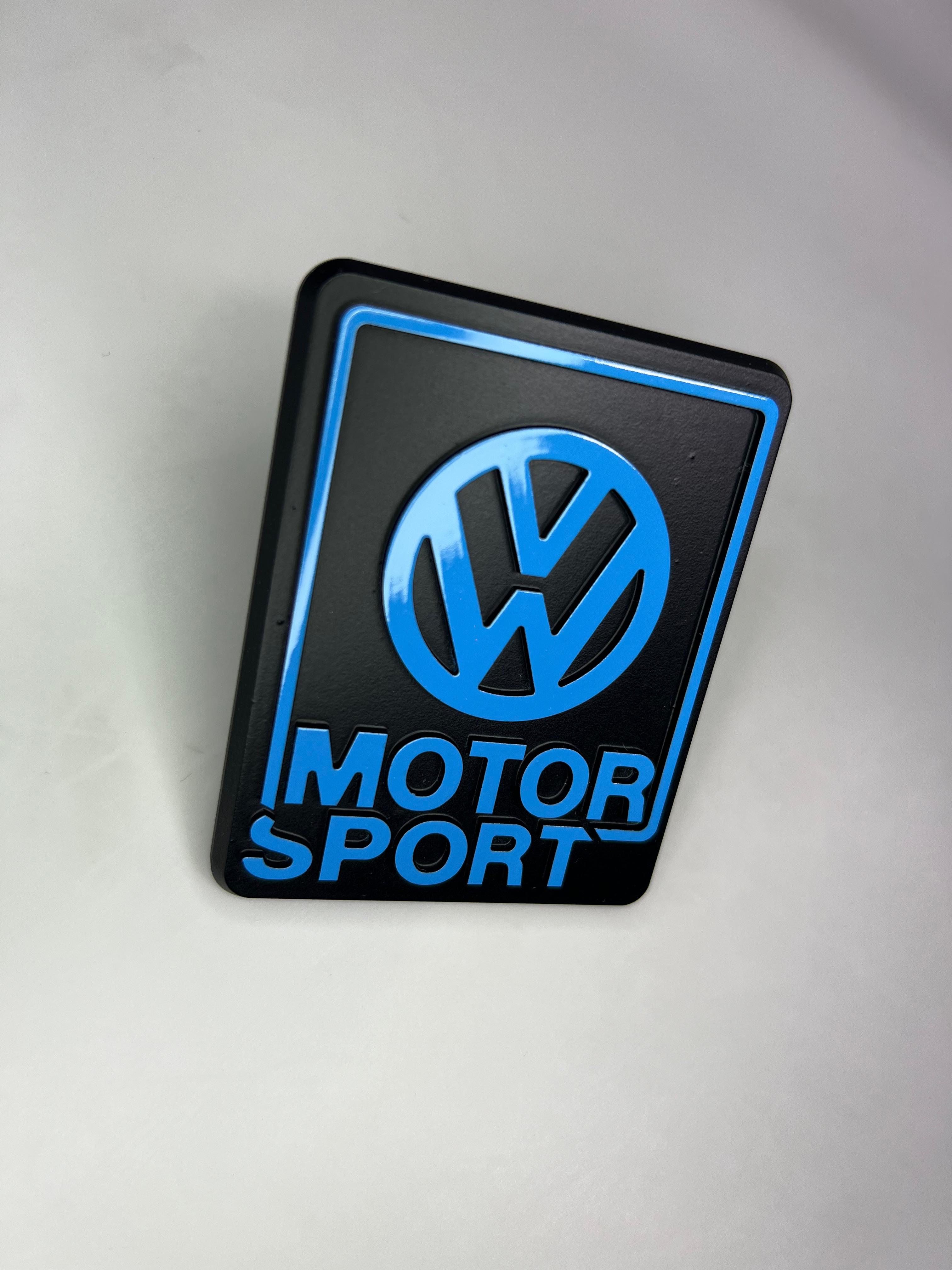 Kühlergrill Emblem VW-Motorsport Limited Edition aus Aluminium Farbe schwarz und blau
