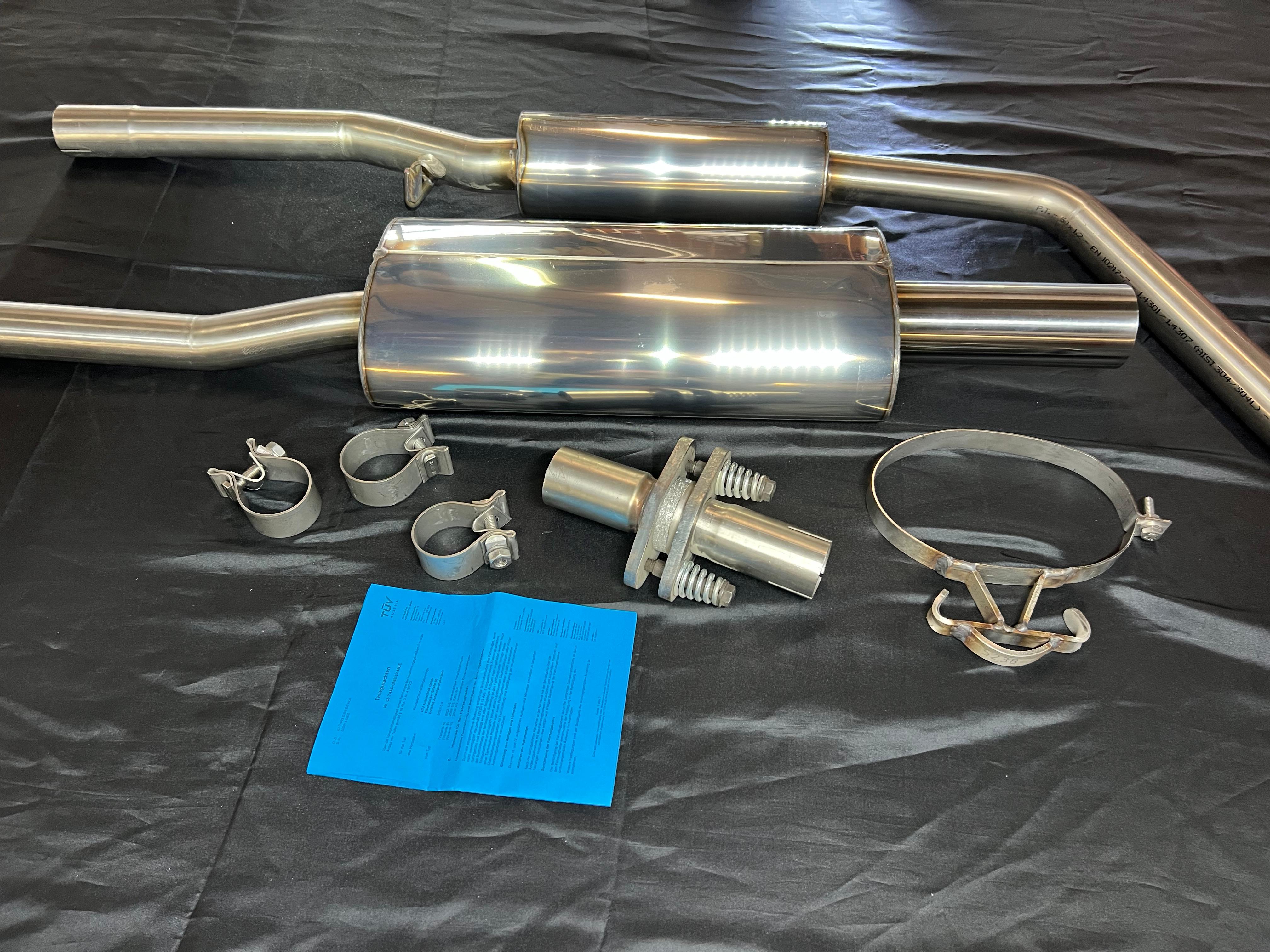 Auspuffanlage für Polo G40 ab Kat Gruppe N mit 50mm Durchmesser mit 70mm geradem Endrohr 200mm lang