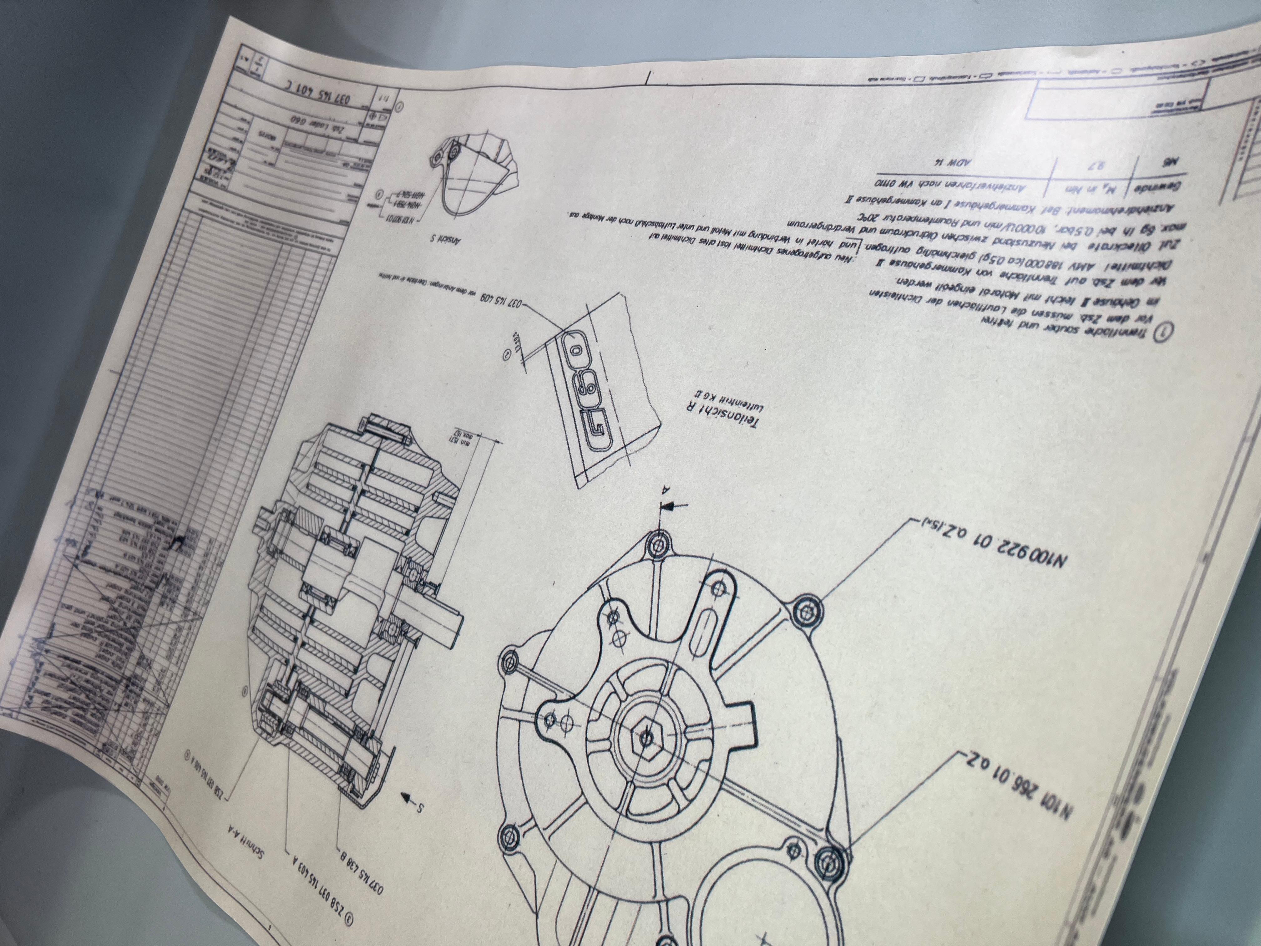Plakat Poster G60 Lader Konstruktions Zeichnung von Volkswagen