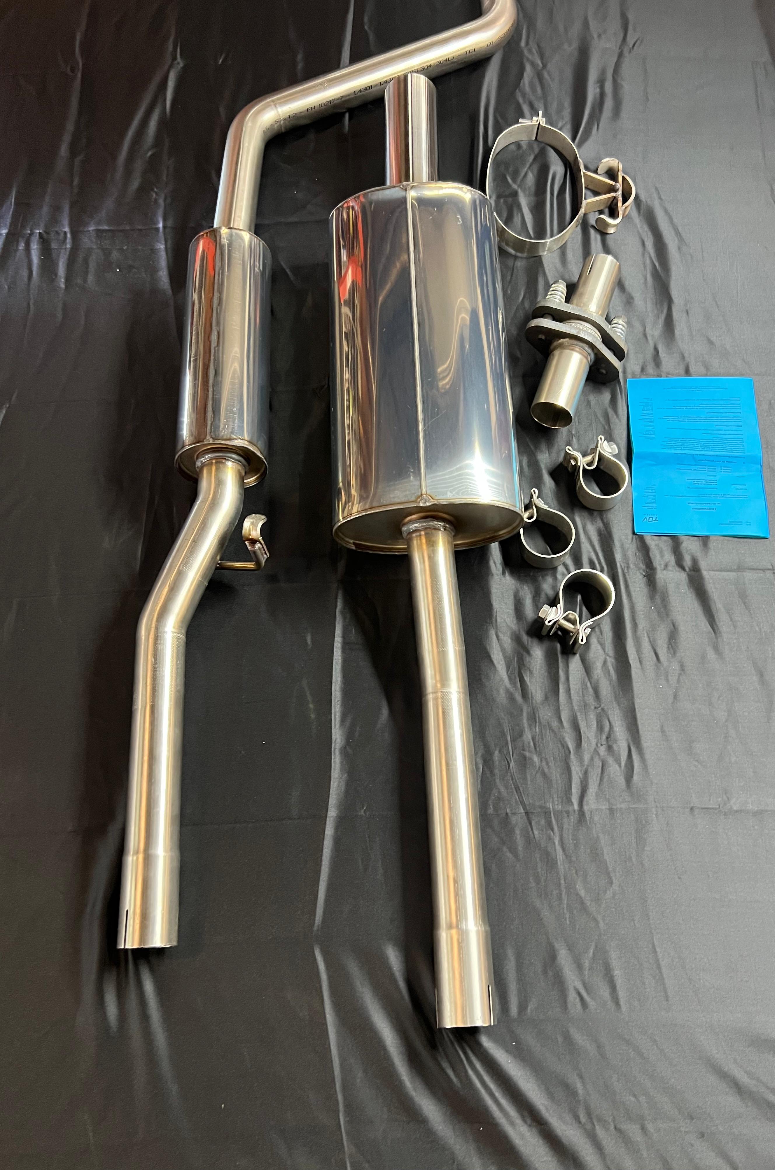 Auspuffanlage für Polo G40 ab Kat Gruppe N mit 50mm Durchmesser mit 70mm geradem Endrohr 200mm lang