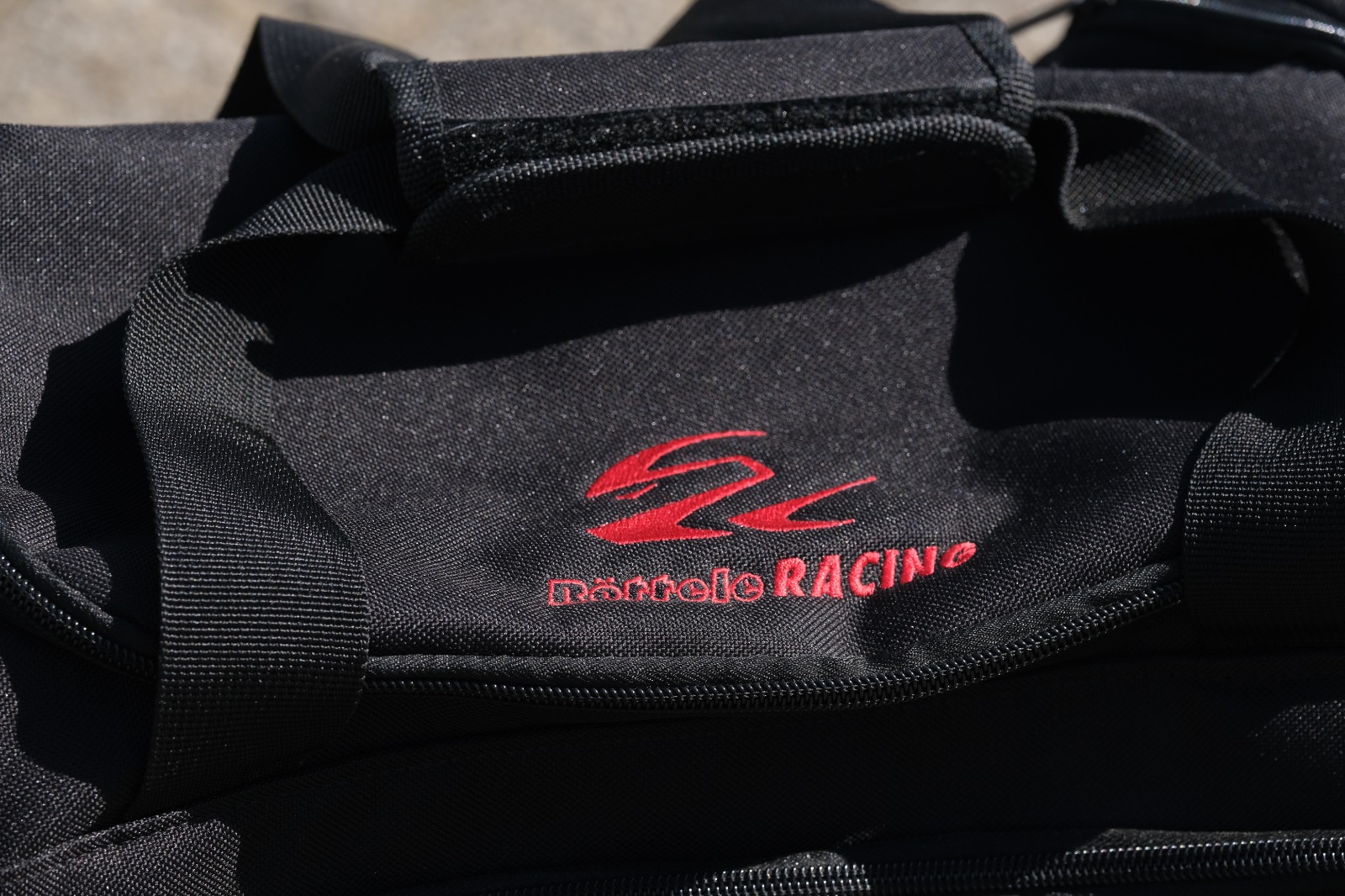 Helmtasche Helmet Bag mit Röttele-Racing Werbung