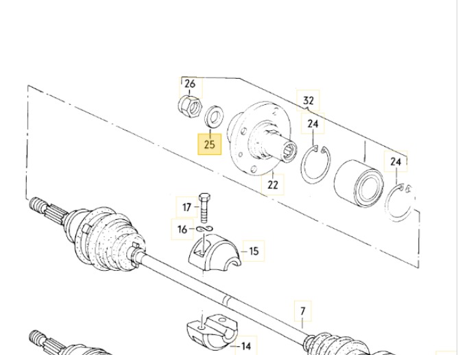 Passscheibe Unterlegscheibe für das Antriebswellen Gelenkwelle Polo G40 original Teilenummer : 171 4