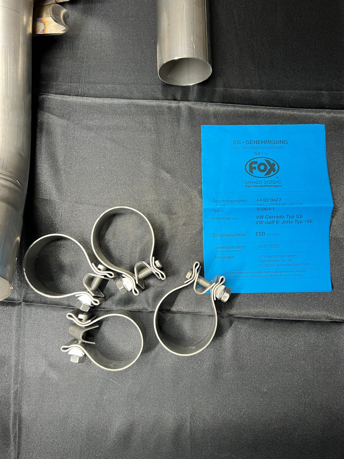 Auspuffanlage für Corrado G60 Gruppe A ab Kat mit 63,5mm von Fox