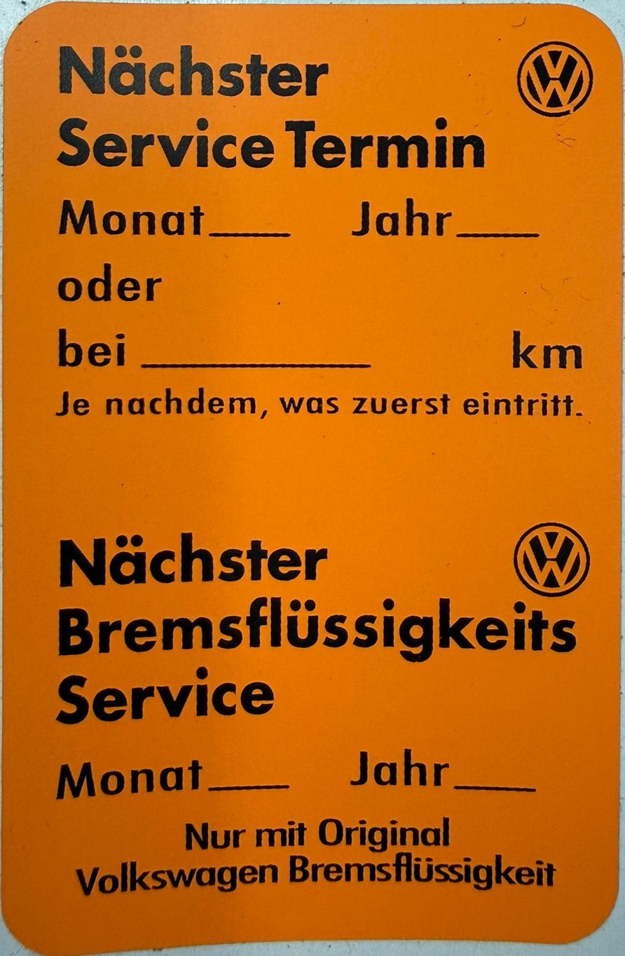 Aufkleber Service für die Tür Nächster Service Nächster Bremsflüssigkeits Servise orange