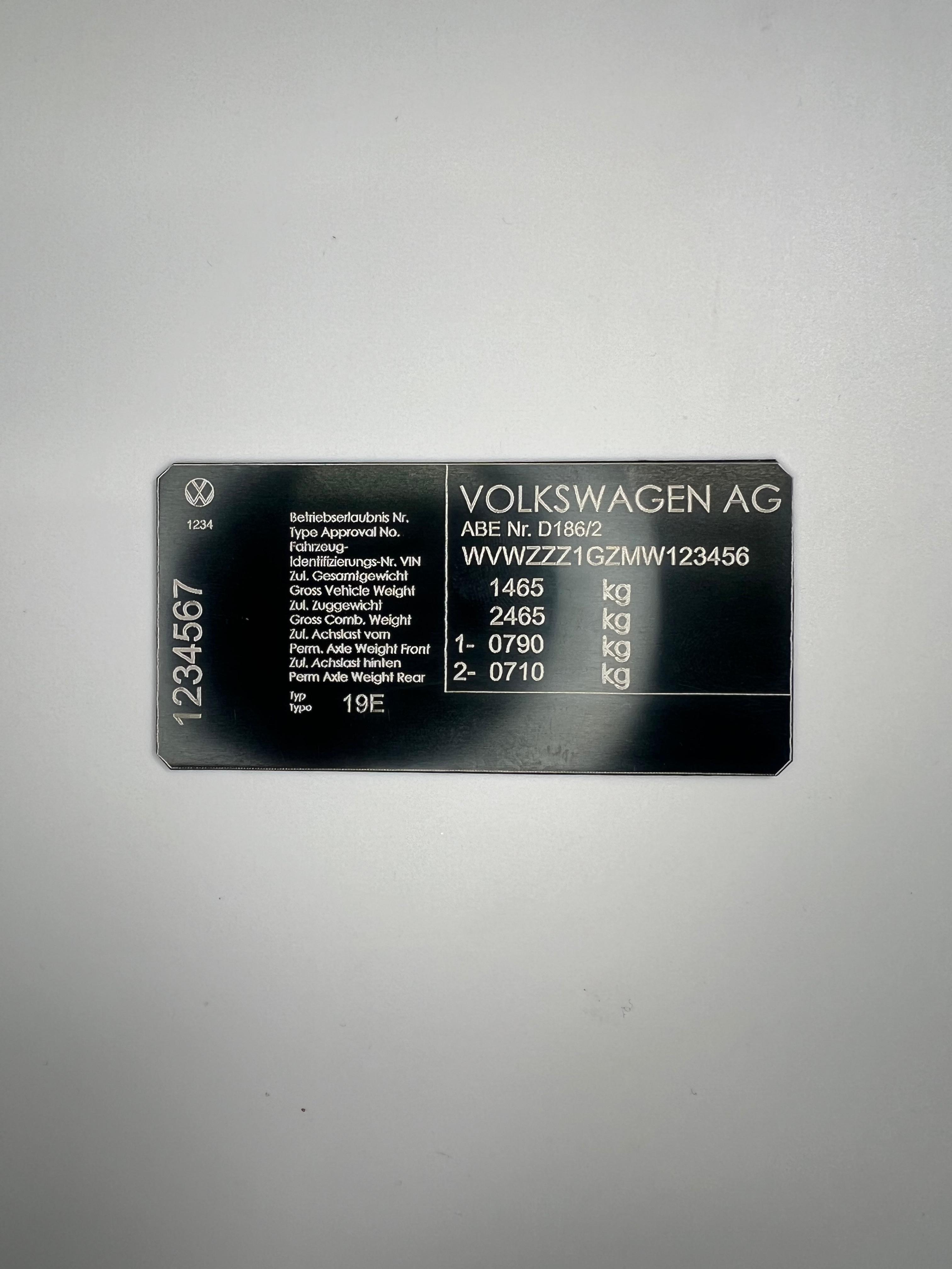 Typenschild für den Motorraum für Volkswagen Modelle