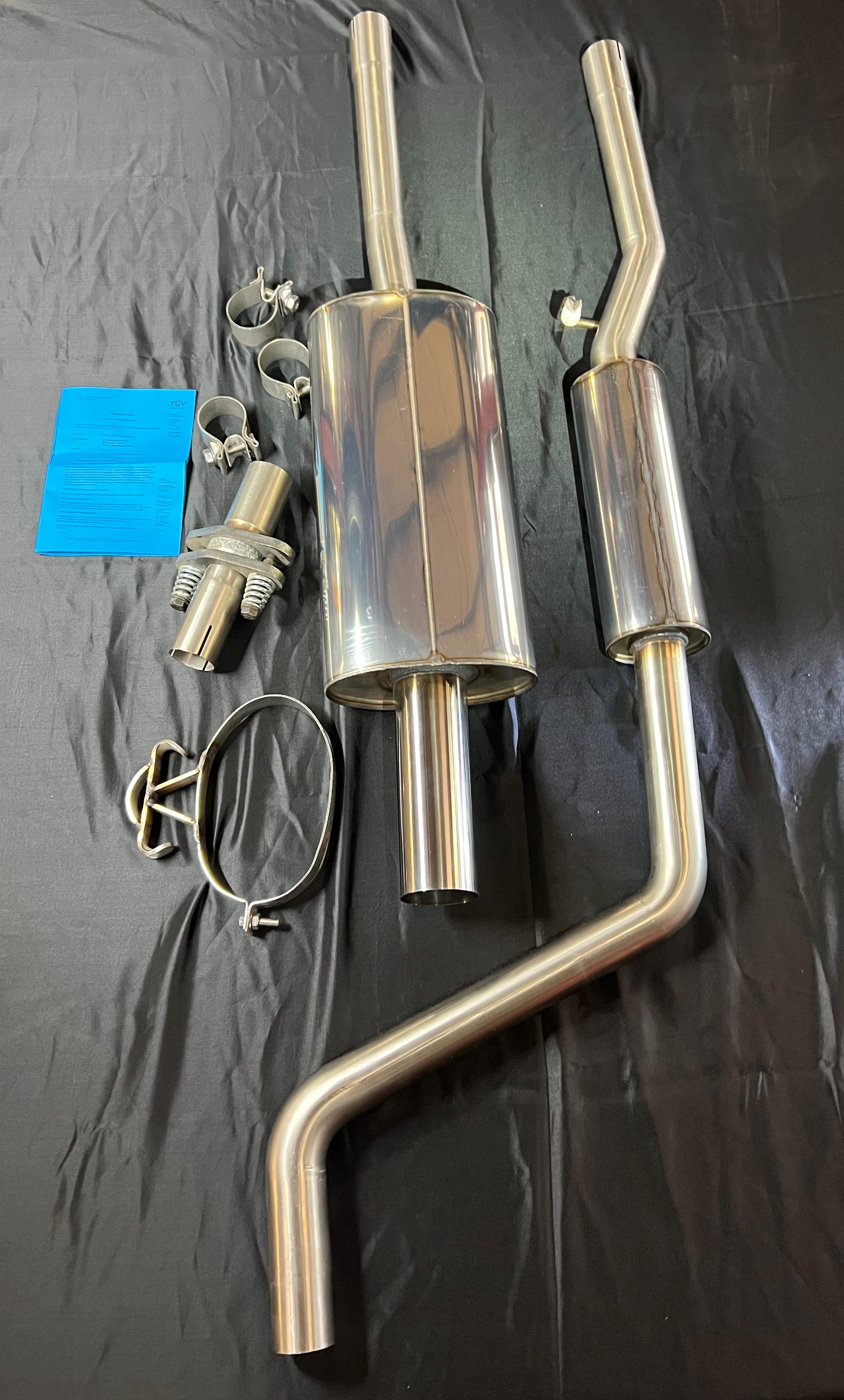 Auspuffanlage für Polo G40 ab Kat Gruppe N mit 50mm Durchmesser mit 70mm geradem Endrohr 200mm lang