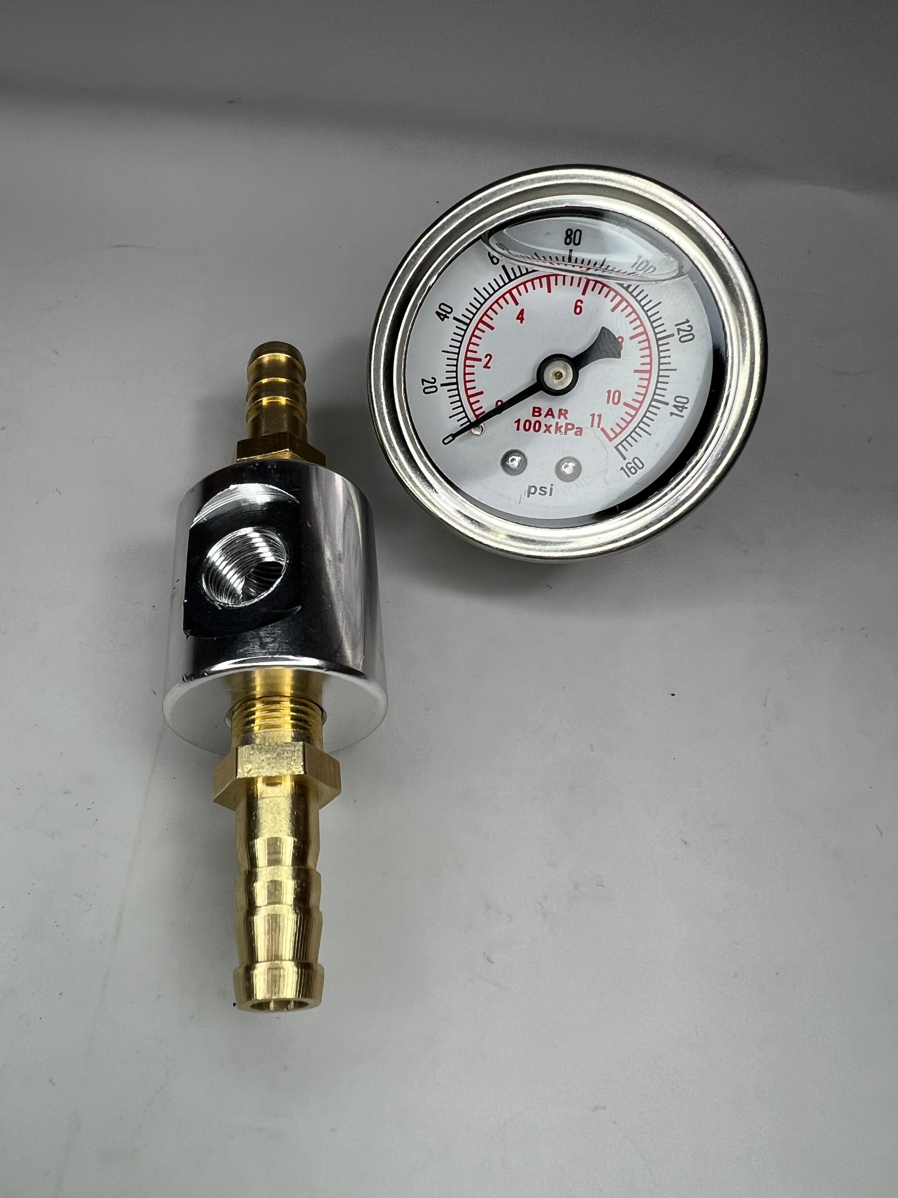 Kraftstoff Druckanzeige von 0 bis 8/11 bar mit passendem Adapter