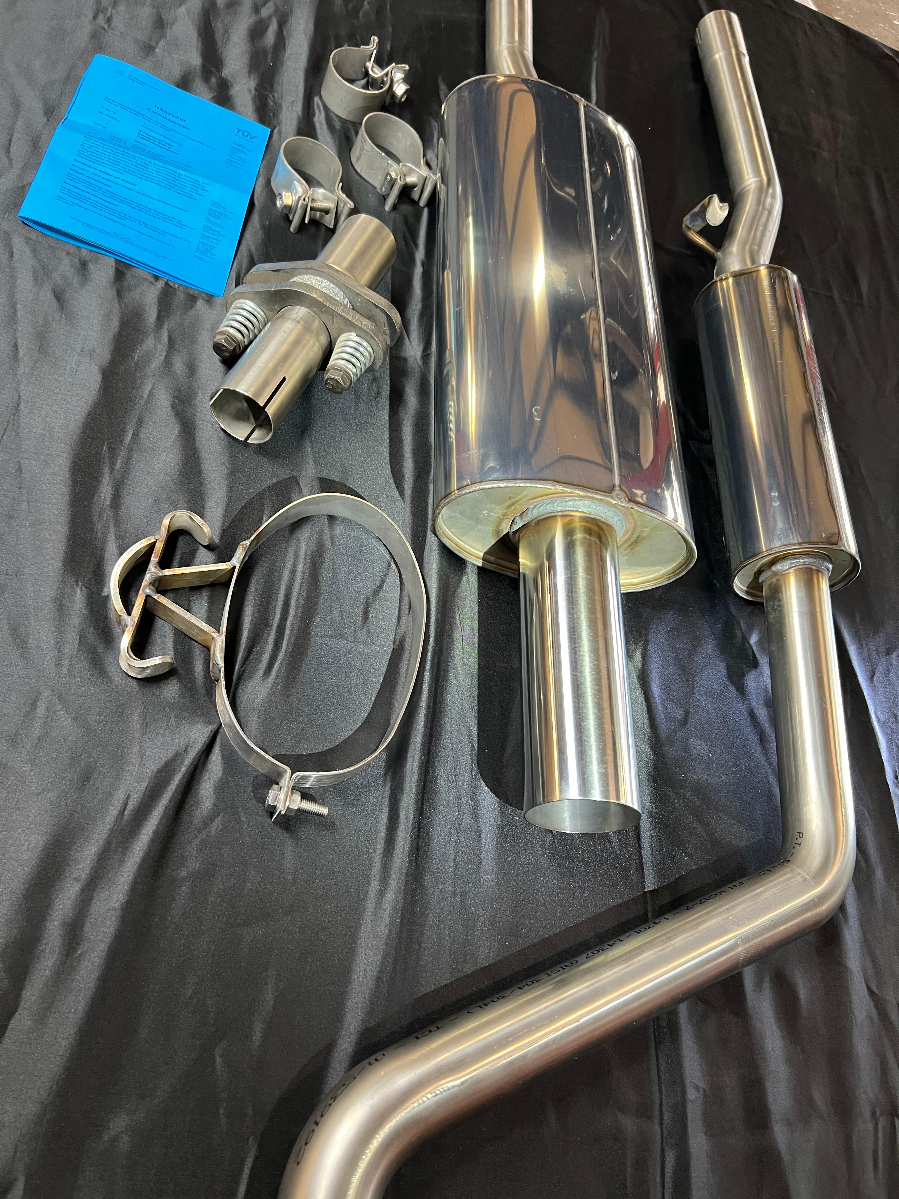 Auspuffanlage für Polo G40 ab Kat Gruppe N mit 50mm Durchmesser mit 70mm geradem Endrohr 200mm lang