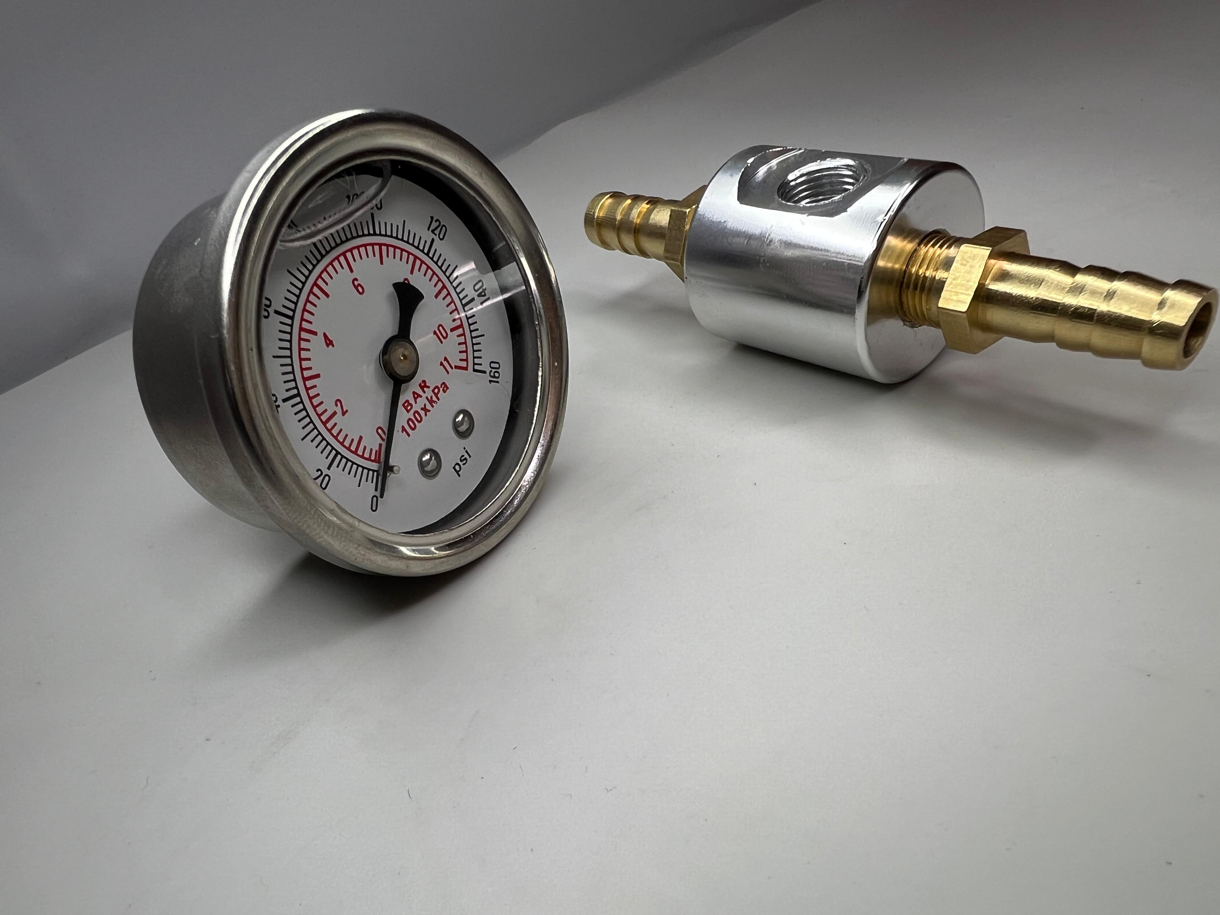 Kraftstoff Druckanzeige von 0 bis 8/11 bar mit passendem Adapter