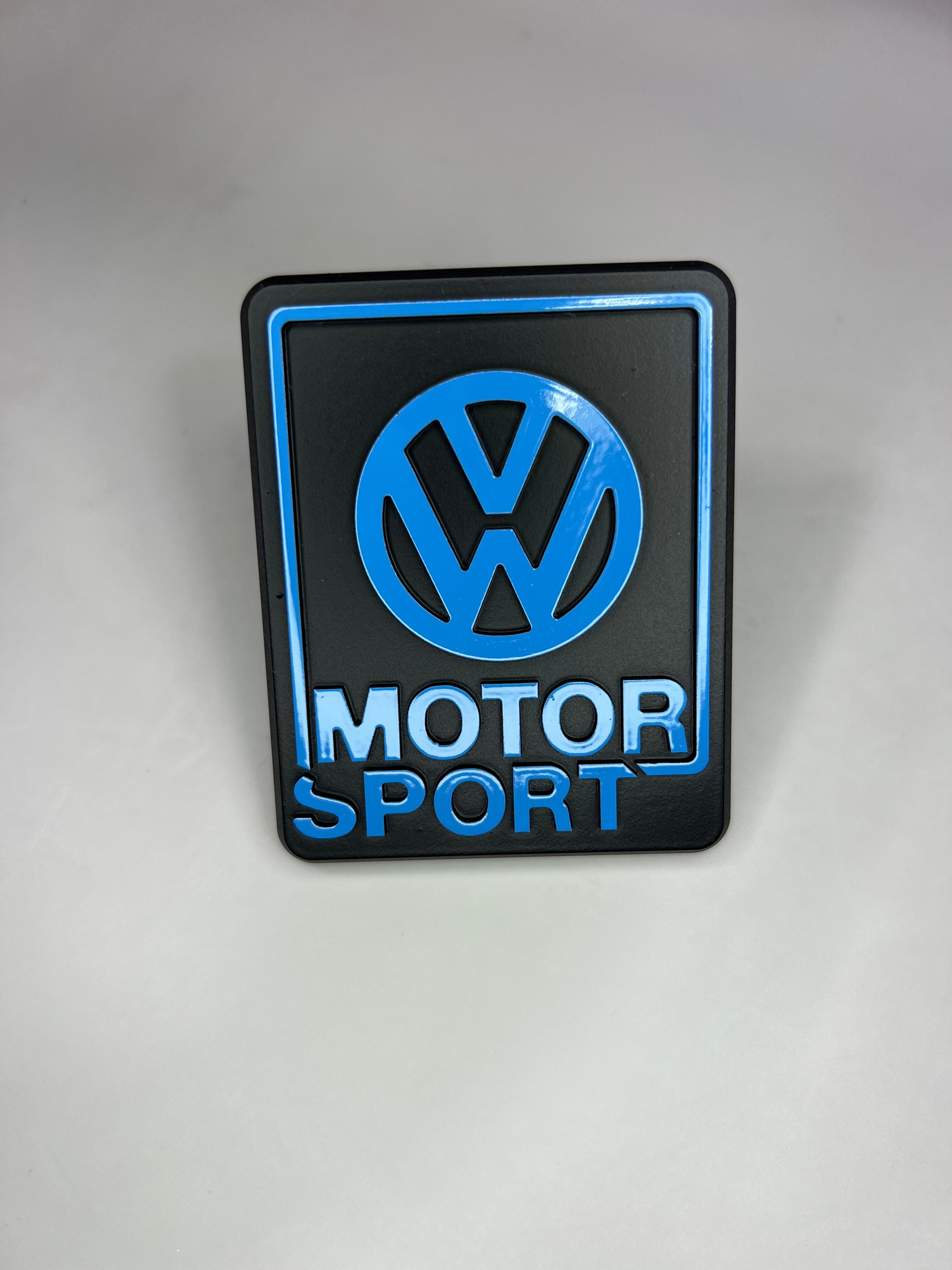 Kühlergrill Emblem VW-Motorsport Limited Edition aus Aluminium Farbe schwarz und blau