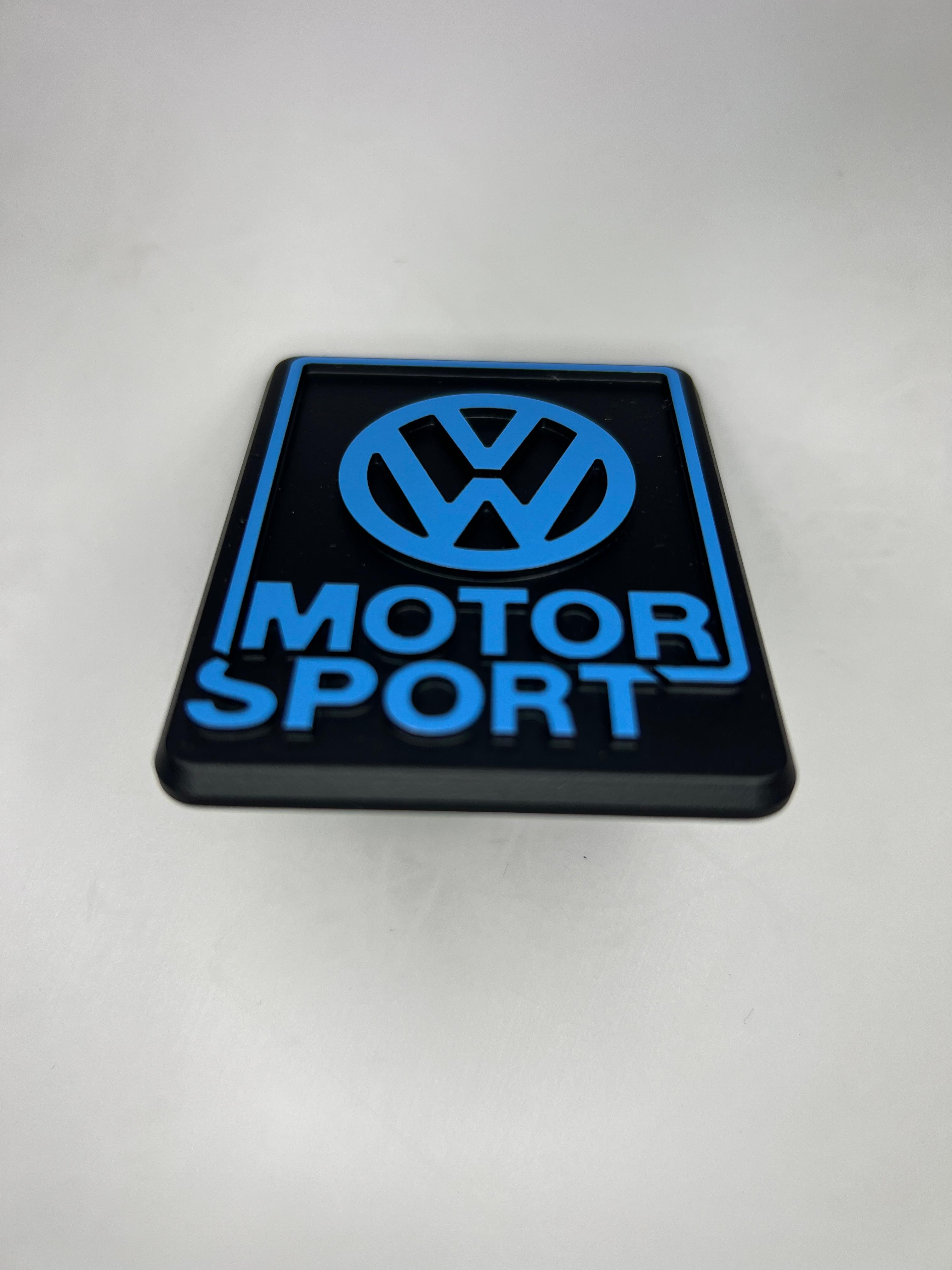 Kühlergrill Emblem VW-Motorsport Limited Edition aus Aluminium Farbe schwarz und blau