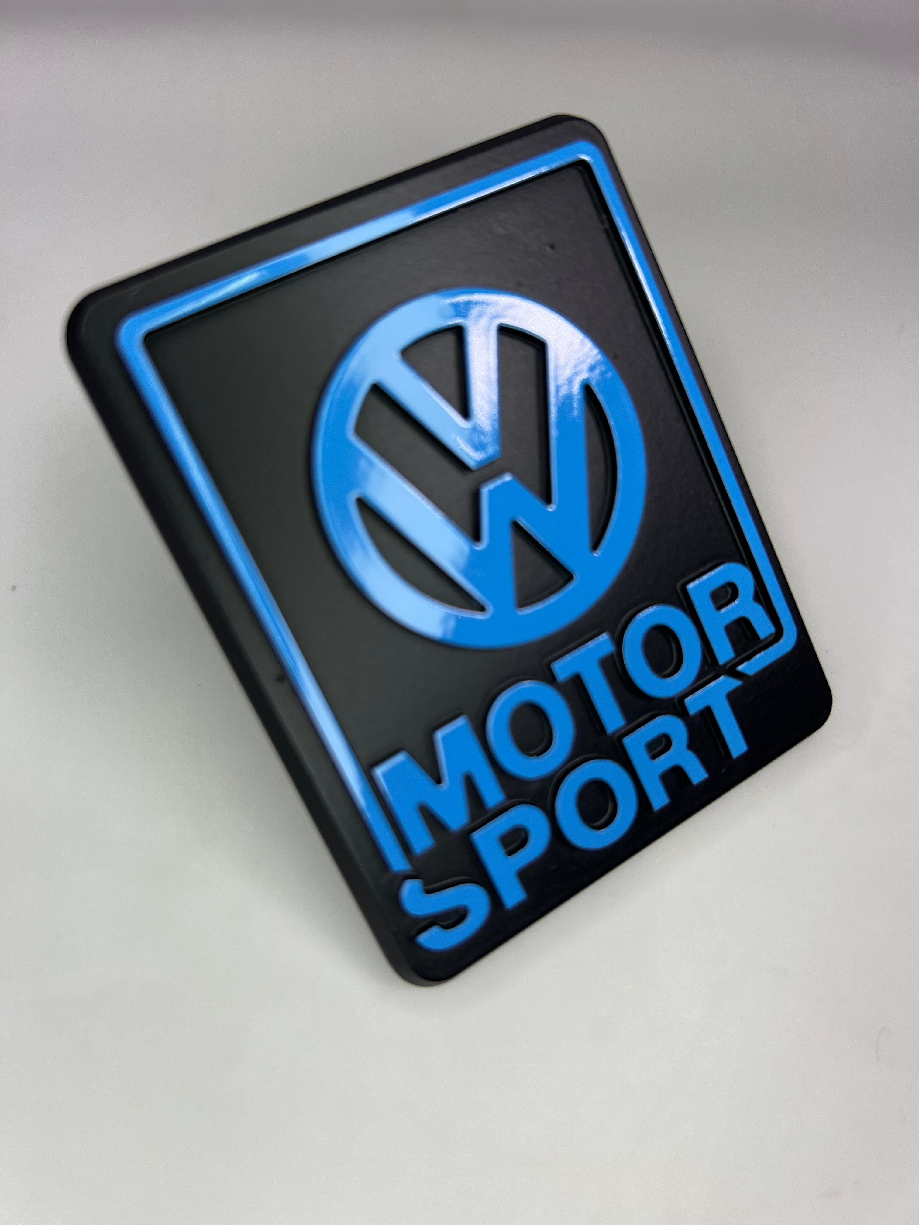 Kühlergrill Emblem VW-Motorsport Limited Edition aus Aluminium Farbe schwarz und blau