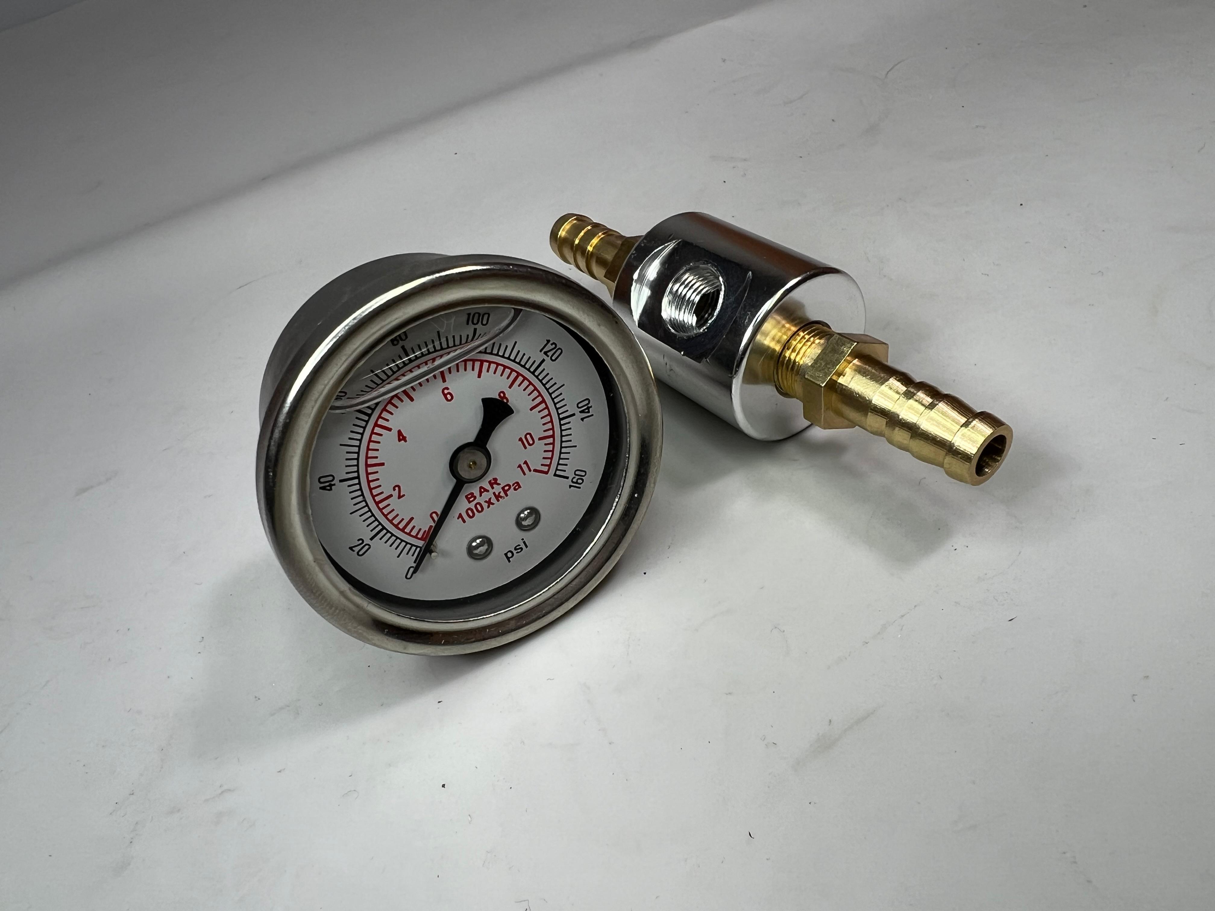 Kraftstoff Druckanzeige von 0 bis 8/11 bar mit passendem Adapter
