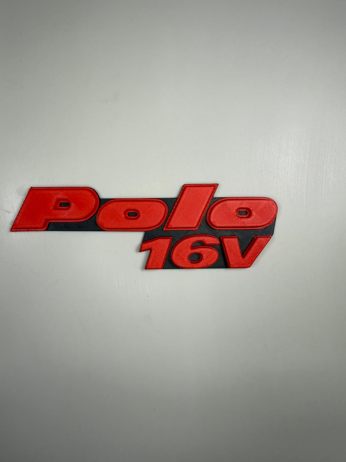 Polo 16V in der Farbe Rot und Schwarz aus Kunststoff zum Aufkleben