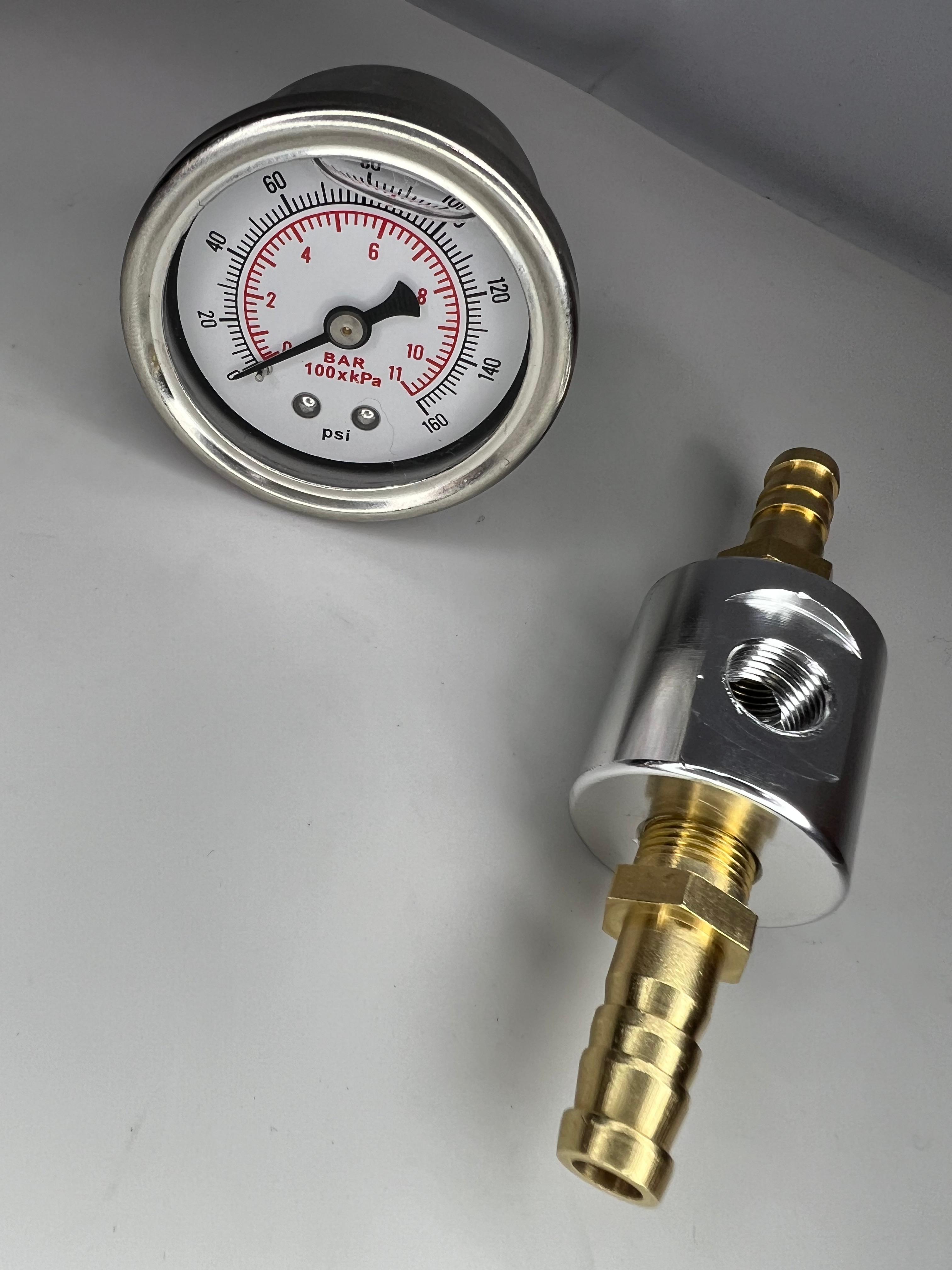 Kraftstoff Druckanzeige von 0 bis 8/11 bar mit passendem Adapter
