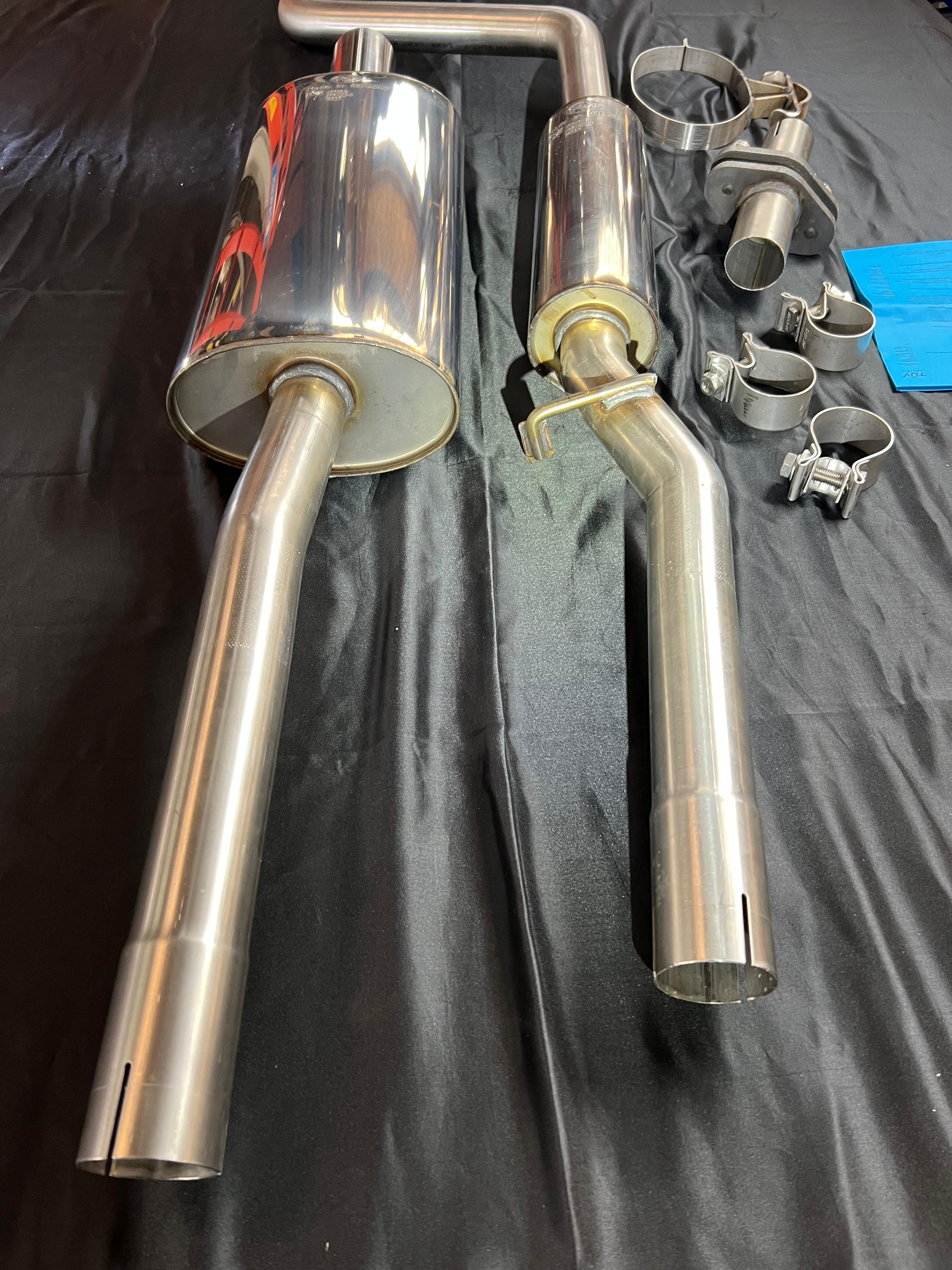 Auspuffanlage für Polo G40 ab Kat Gruppe N mit 50mm Durchmesser mit 70mm geradem Endrohr 200mm lang