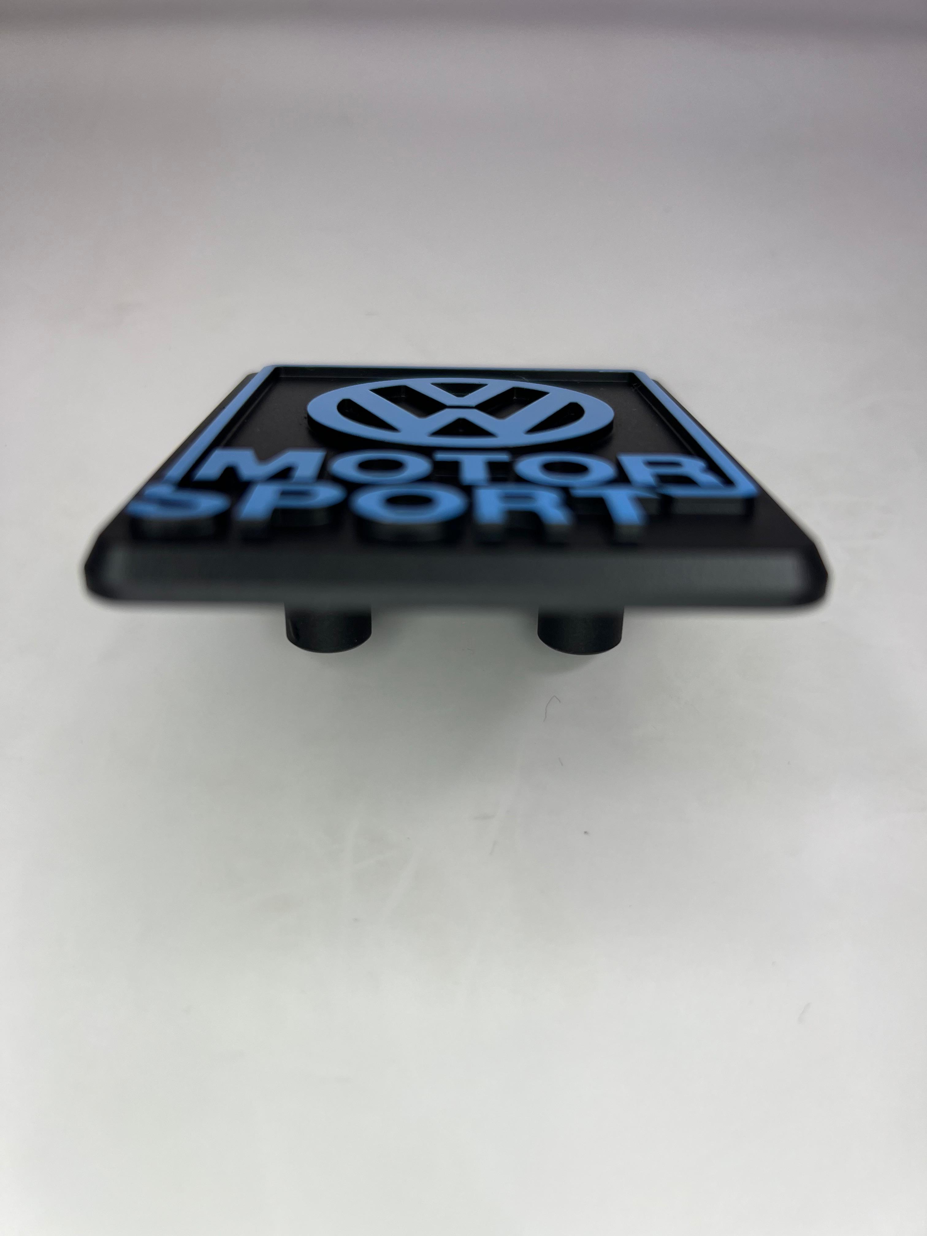 Kühlergrill Emblem VW-Motorsport Limited Edition aus Aluminium Farbe schwarz und blau