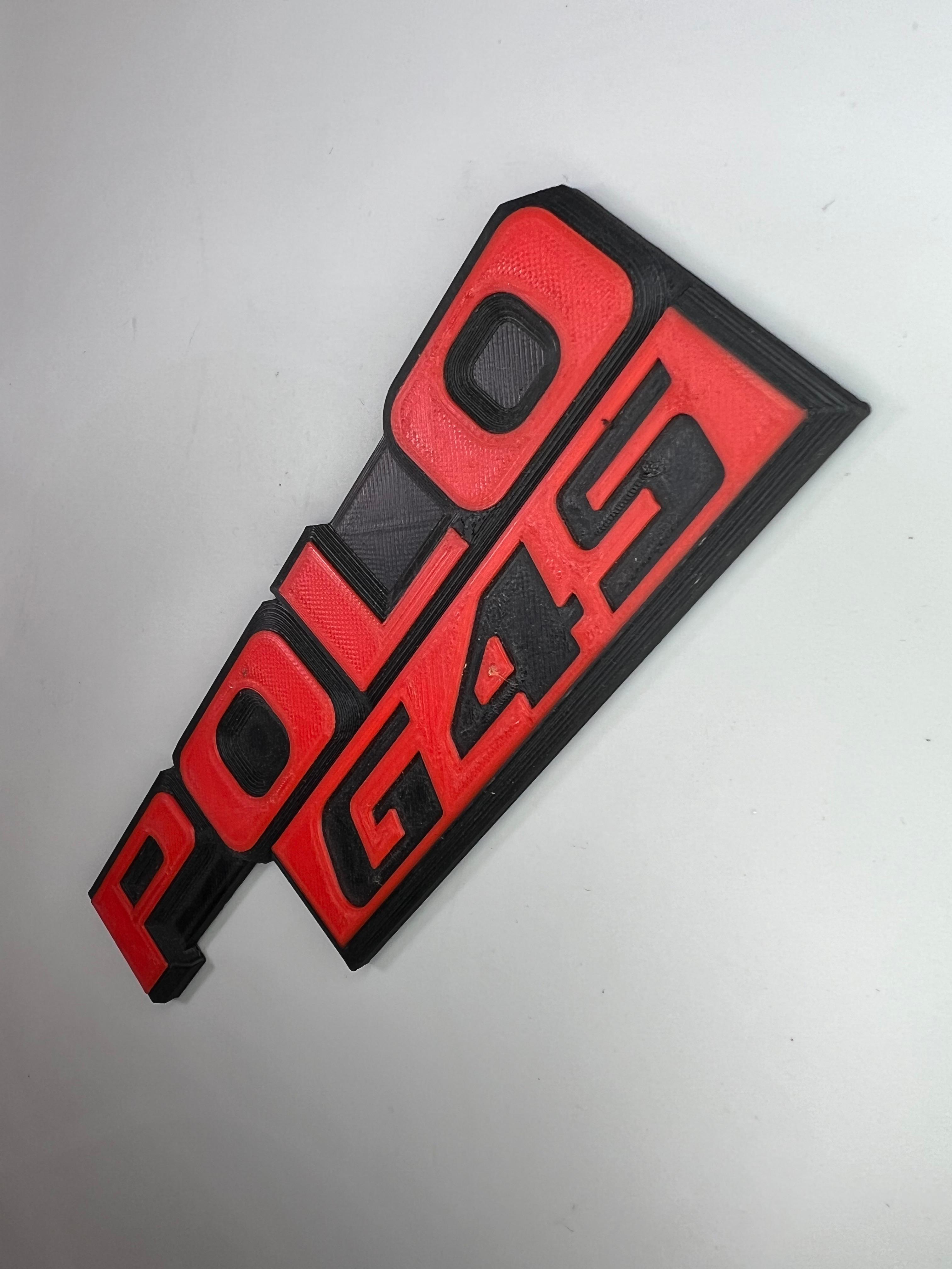 Emblem für den Polo G45 Heckdeckel zum Kleben aus Kunststoff