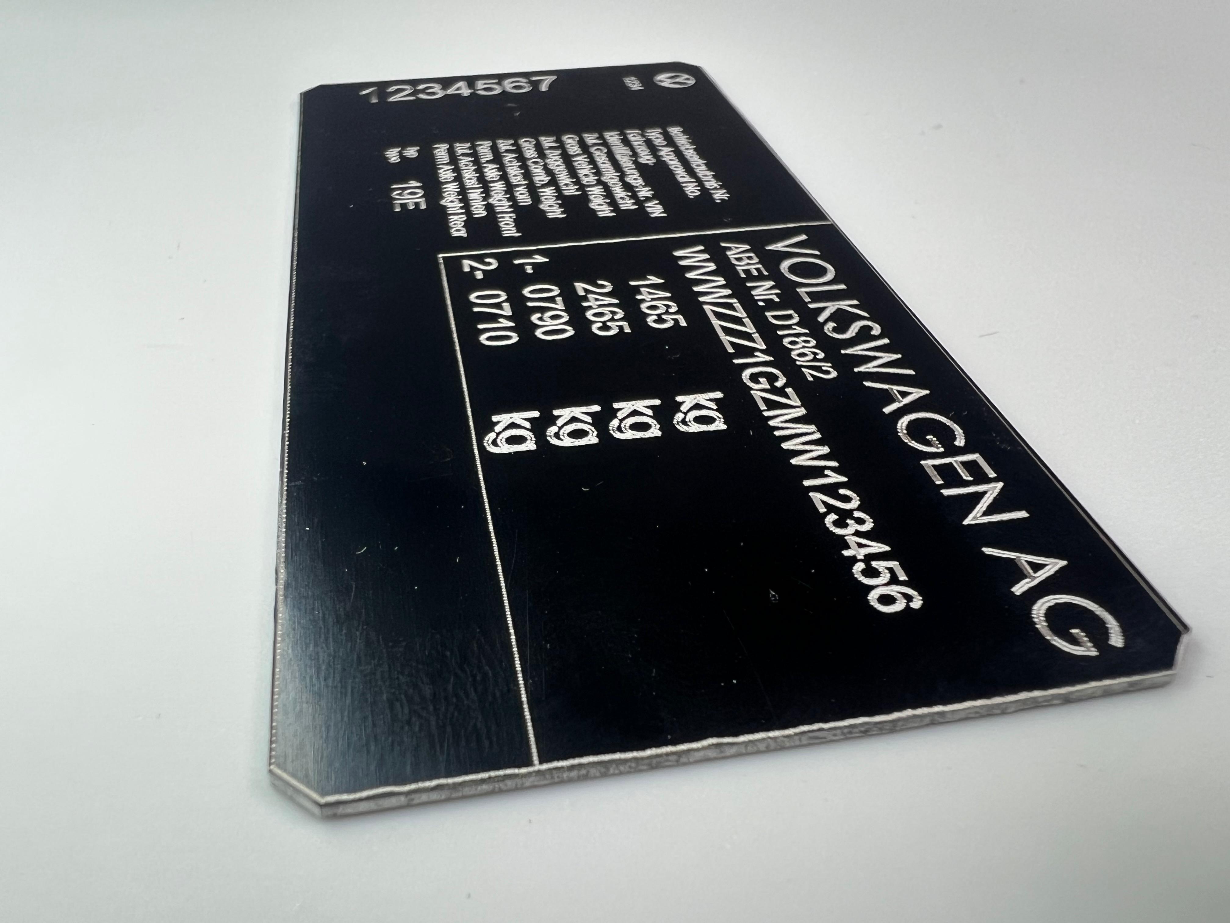 Typenschild für den Motorraum für Volkswagen Modelle