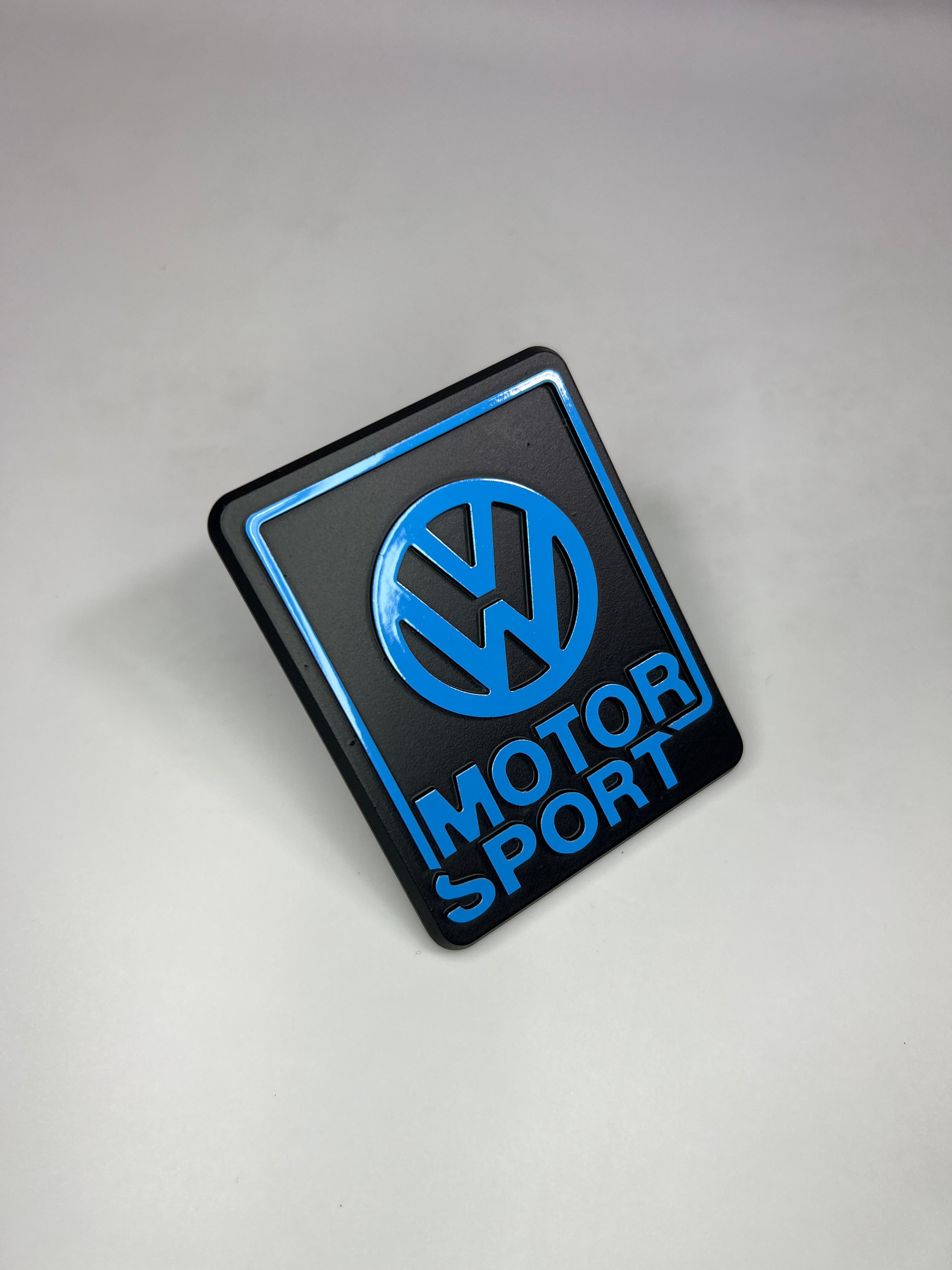 Kühlergrill Emblem VW-Motorsport Limited Edition aus Aluminium Farbe schwarz und blau