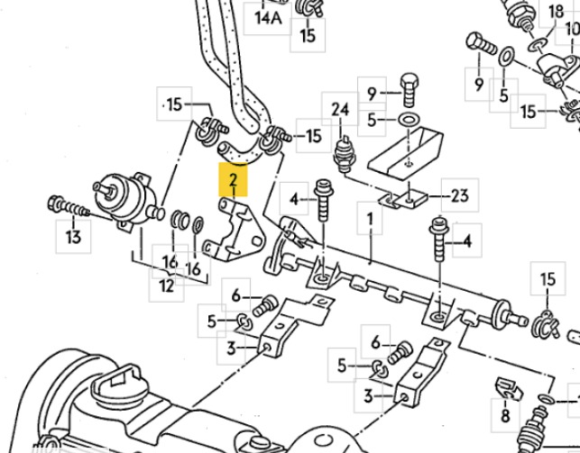 Stütze Halter am Benzindruckregler Kraftstoffdruckregler VW G60  Original Teilenummer : 037 133 337